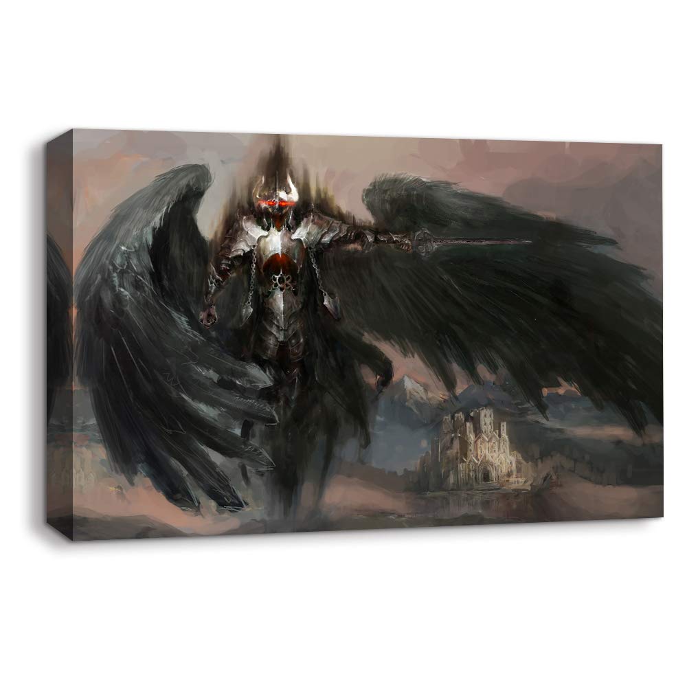 Wall26 Angel and Dragon Canvas Wall Art - 24x36 Inches Framed Print, Modern Home Decor for Bedroom, Living Room, Office | Perfect Gift for Fantasy Lovers