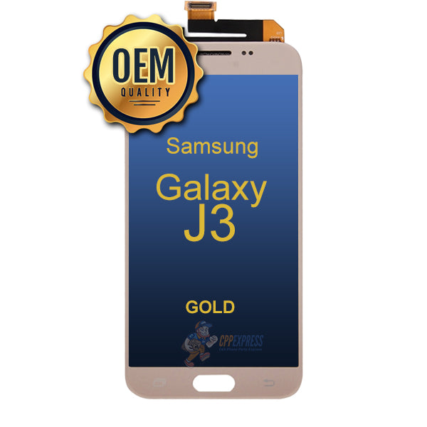 Samsung Galaxy J3 LCD Touch Screen Digitizer & Assembly without Frame - Gold Replacement Part | DIY Smartphone Repair | Compatible with Galaxy J3 2016/2017 Models