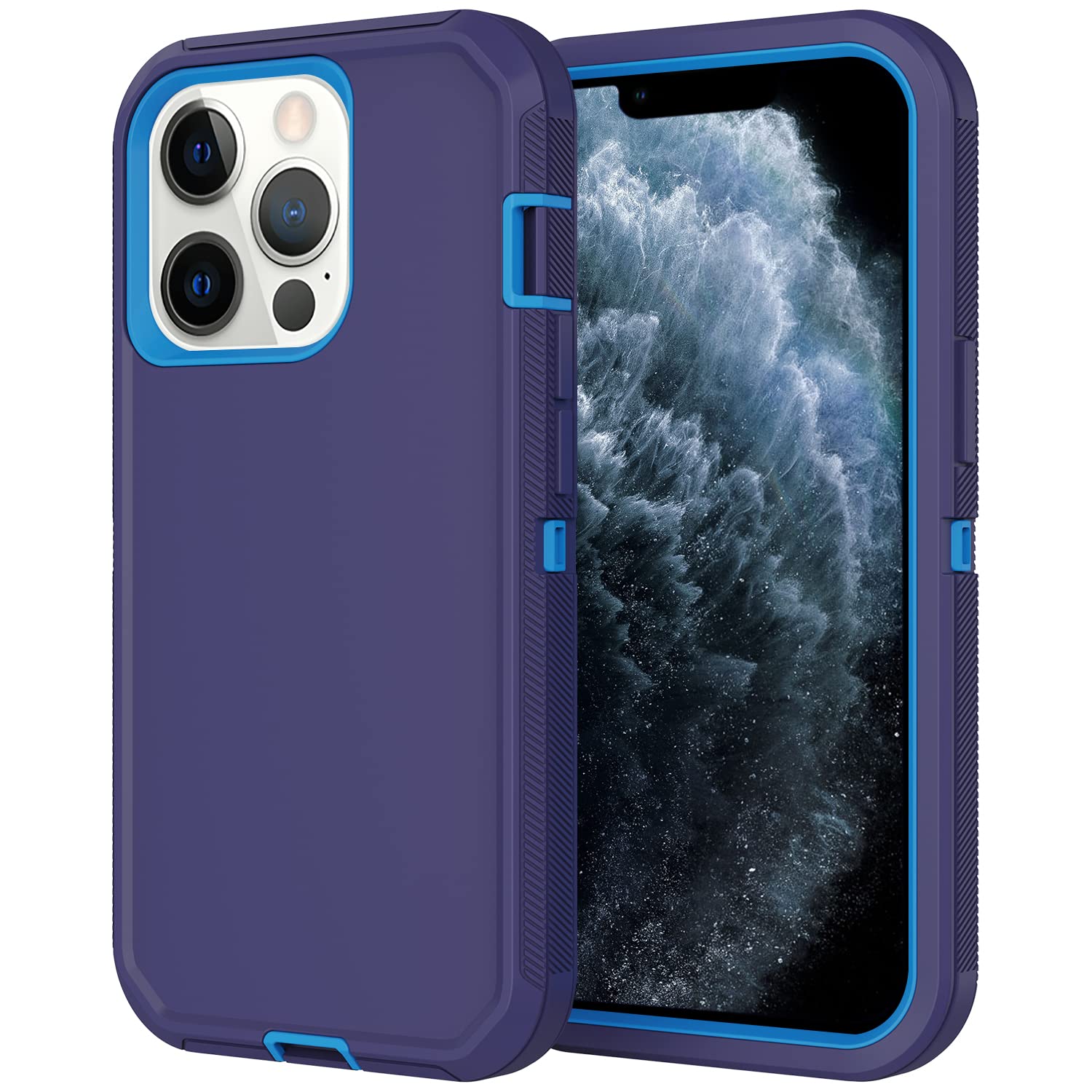 Shockproof iPhone 11 Pro Max Case with 2 Screen Protectors | 3-Layer Rugged Protective Cover | Drop Proof & Dust Proof | Navy Blue | Perfect for Outdoor Adventures, Work & Travel