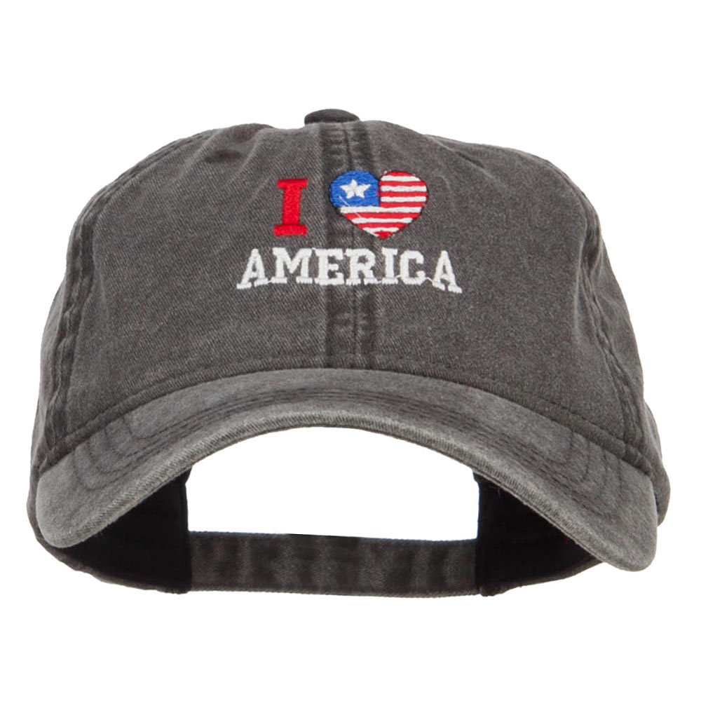 I Love America Embroidered Washed Cap - Patriotic Baseball Hat for Men & Women - Perfect for 4th of July, Veterans Day & Outdoor Activities