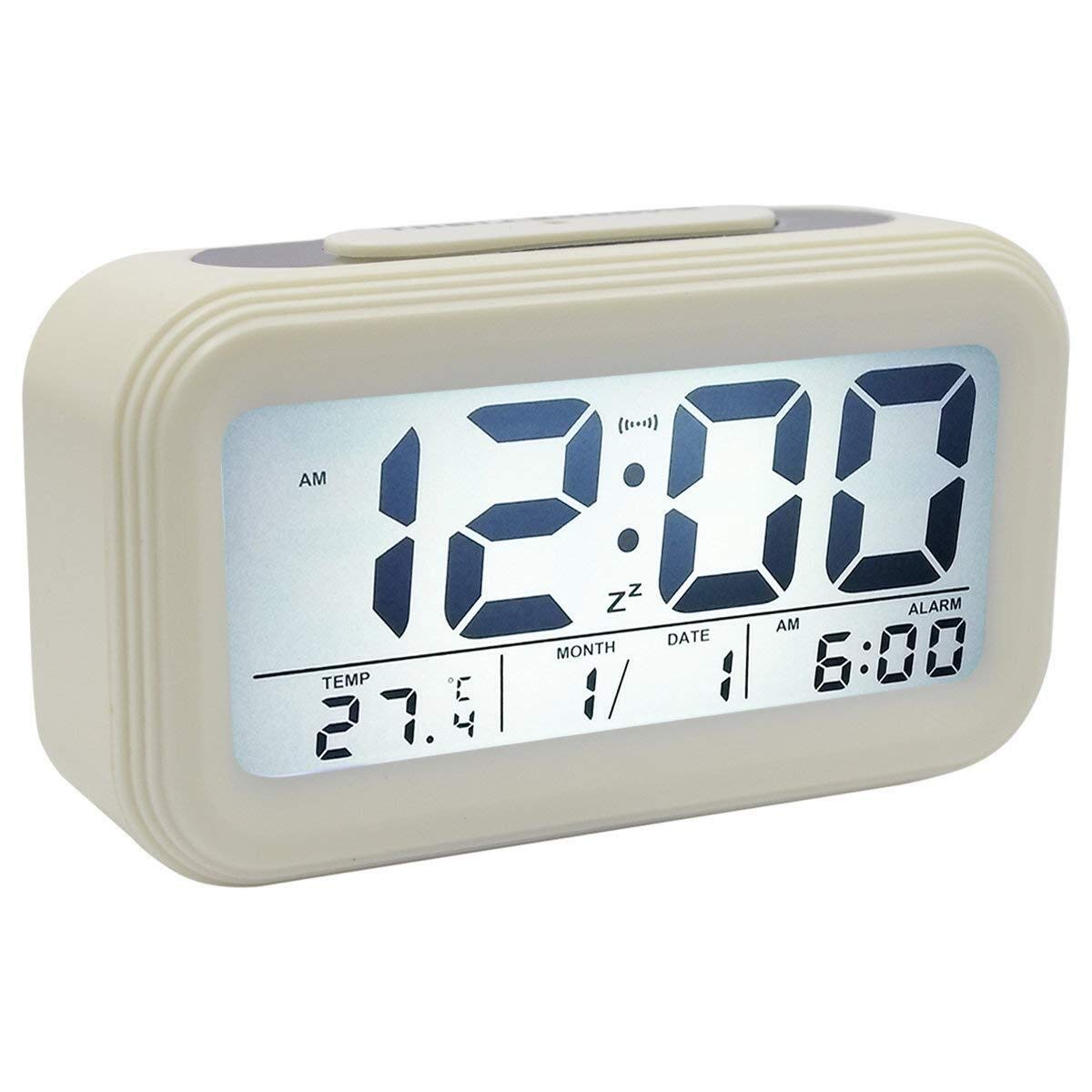 JHDPHd Digital Alarm Clock with Soft Silicone Base - Blue & White LED Display for Bedroom, Helps Improve Sleep - Perfect for Home, Office & Travel Use