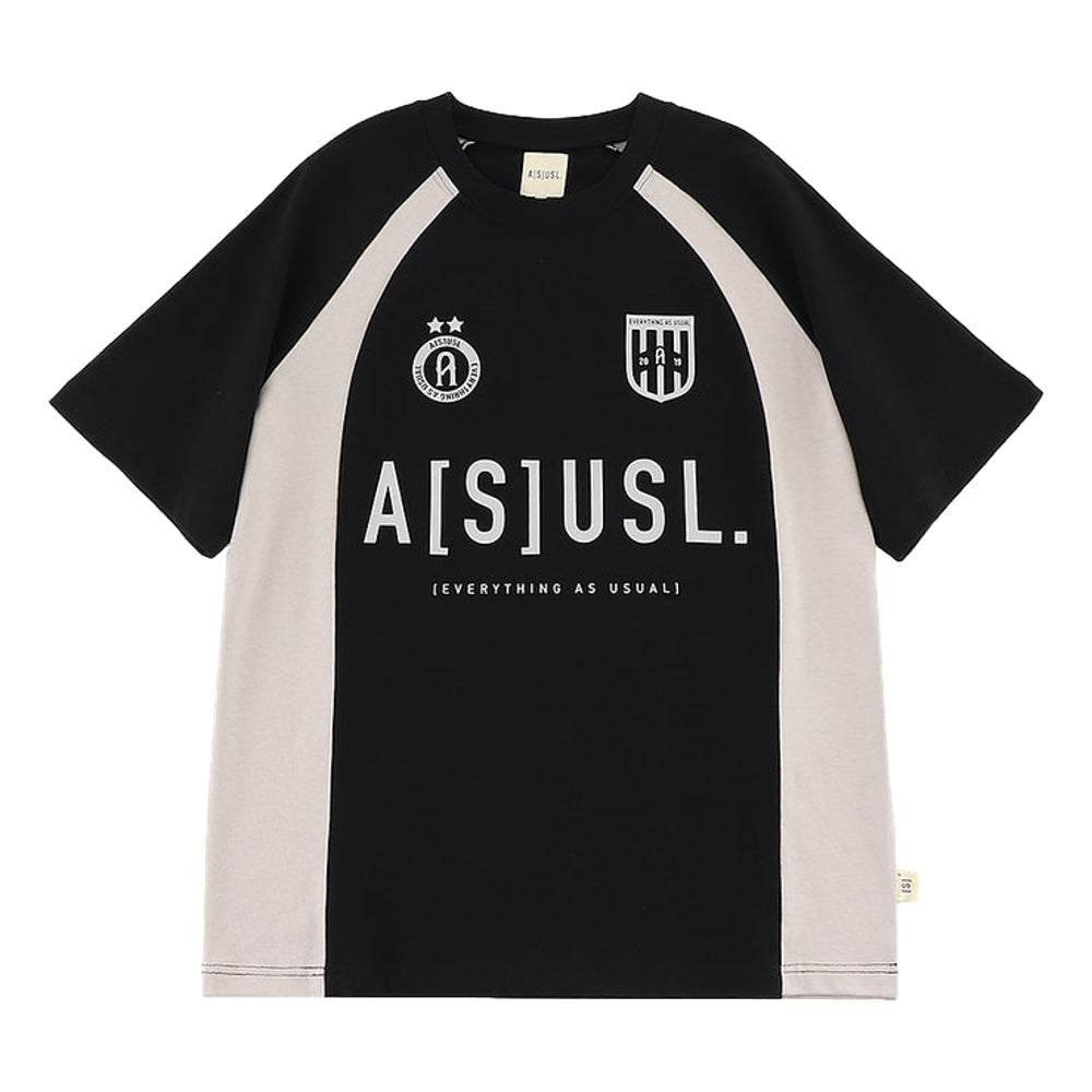 ASUSL Men's Football T-Shirt - Black Cotton Jersey Tee for Sports, Training, and Casual Wear