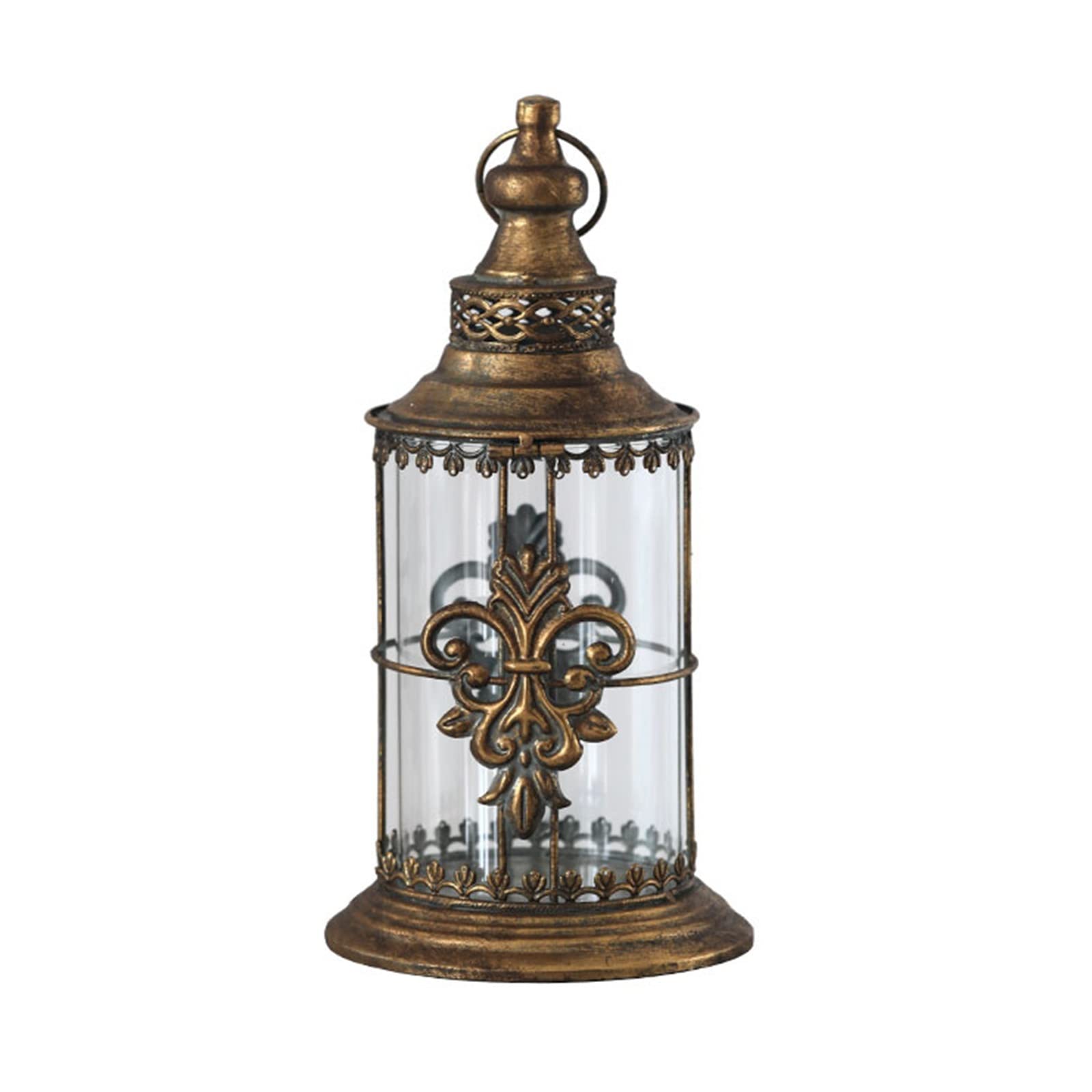 YUXI8541NO Decorative Glass & Iron Hanging Candle Holder - Farmhouse Style Lantern for Pillar Candles - Perfect for Indoor/Outdoor Weddings, Patio Decor, and Cozy Home Ambiance