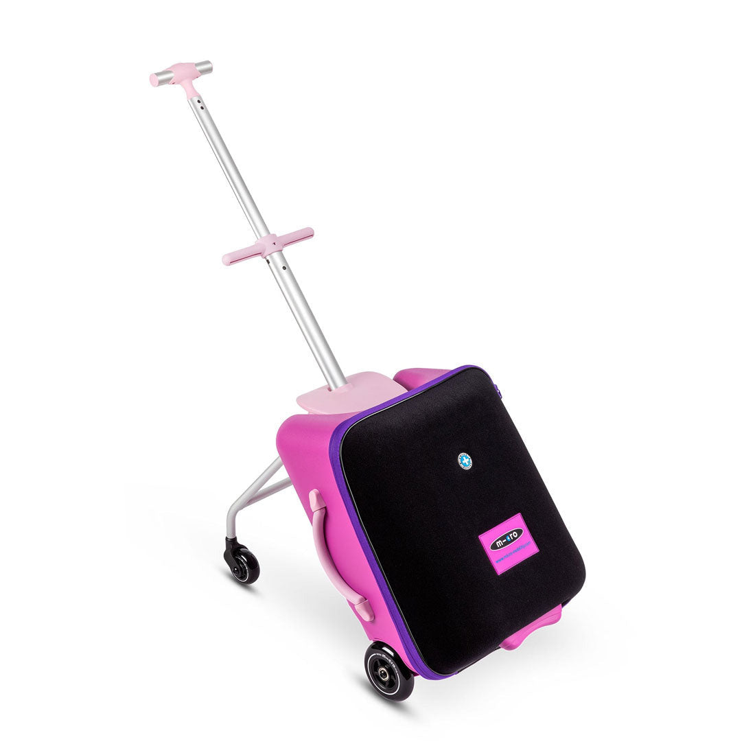 Micro Ride On Luggage Eazy Violet - Kids Travel Suitcase with Wheels & Handle for Airports, Vacations & School Trips
