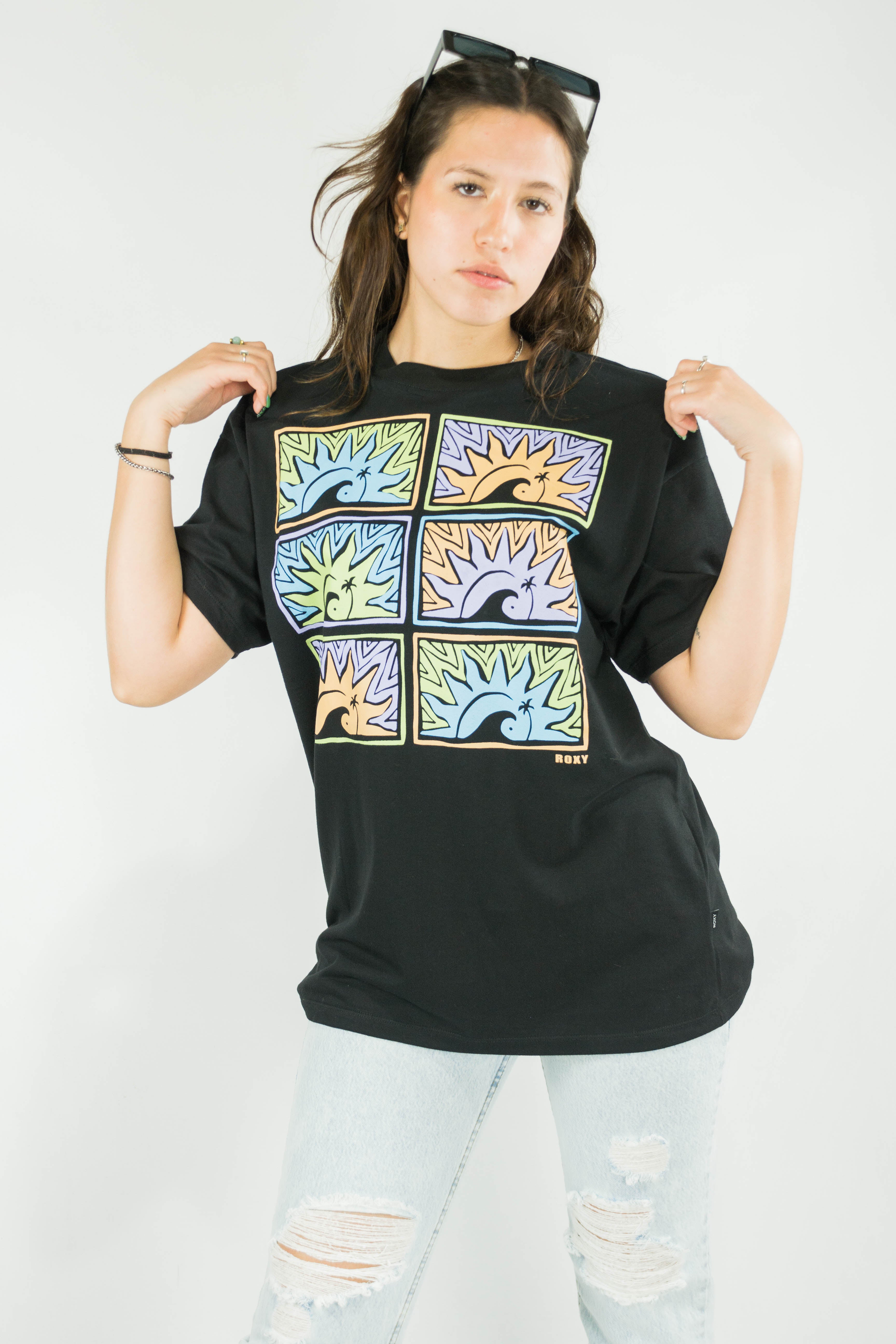 ROXY Women's Sunny Daze Oversized T-Shirt - Soft Cotton Casual Tee for Beach, Surfing & Summer Outfits