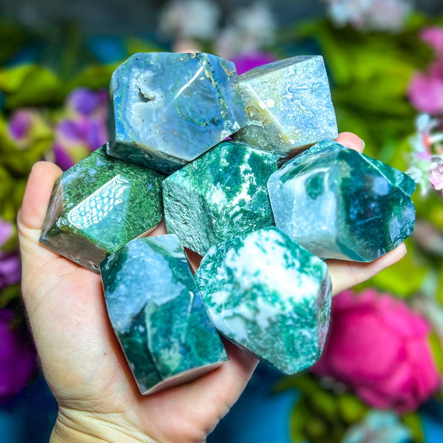Natural Moss Agate Crystal Freeform Stones - Healing Crystals for Meditation, Yoga & Home Decor | Raw Gemstone for Jewelry Making & Energy Work