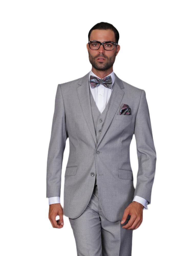 Premium Men's 3-Piece Tailored Fit Wool Suit in Classic Grey | Formal Business Attire for Weddings, Interviews & Office Wear