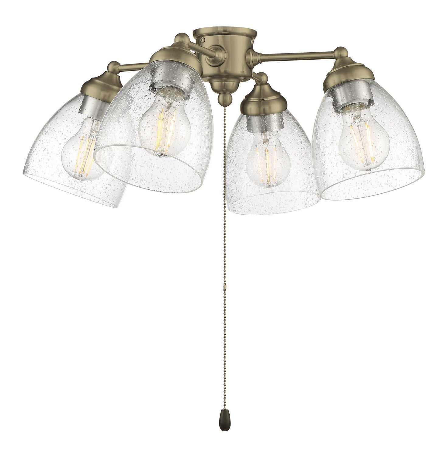 Armed LED Fan Light Kit in Satin Brass - Modern Ceiling Fan with Light for Bedroom, Living Room & Office