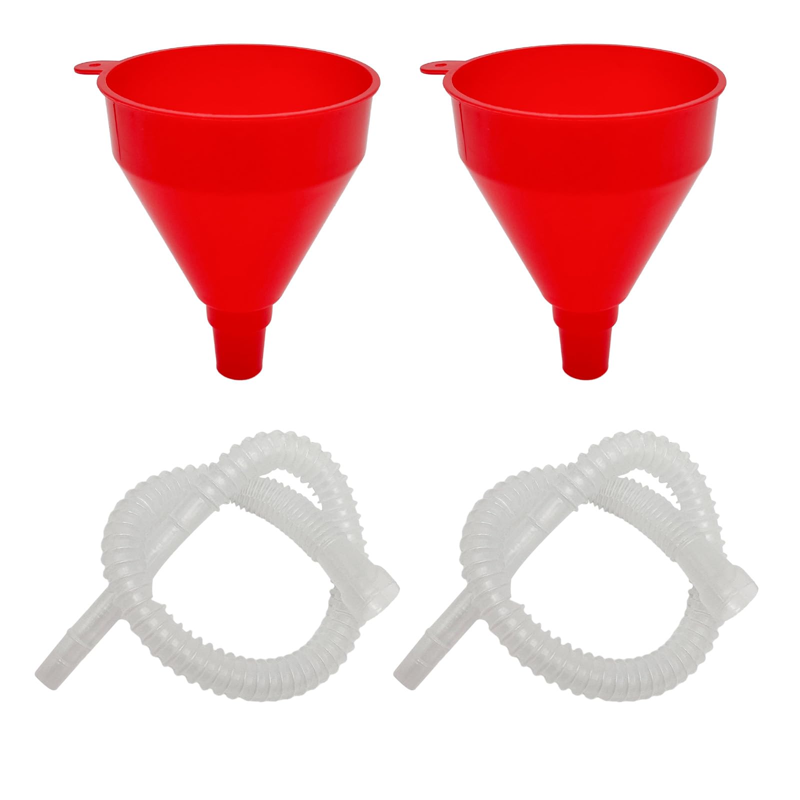 2 PCS Flexible Plastic Wide Mouth Funnels with Long Hose - Automotive Fluid Transfer Funnel for Engine Oil, Gas, Fuel, Water & Transmission Fluid - Perfect for DIY Car Maintenance & Garage Use