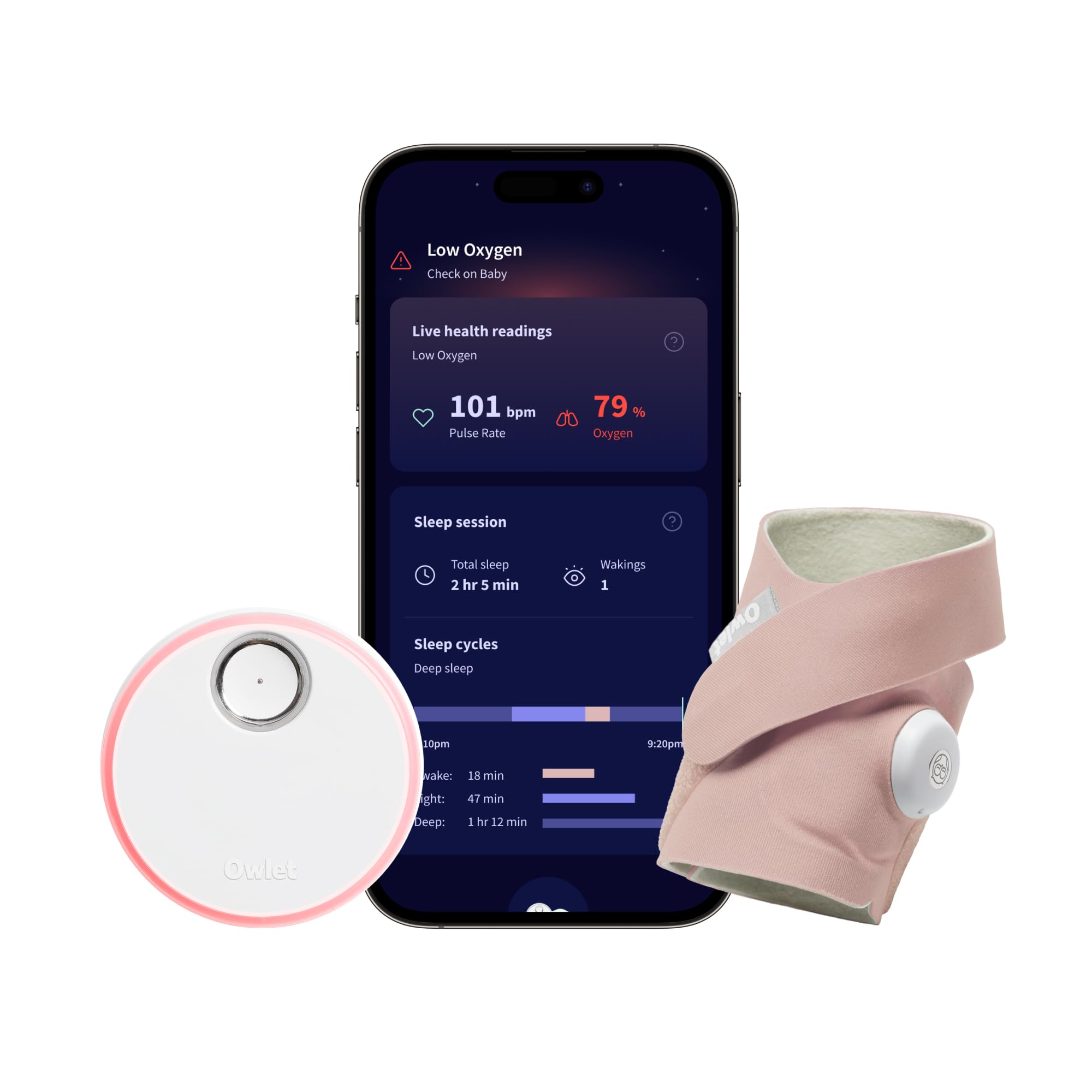 Owlet Dream Sock® Smart Baby Monitor - FDA-Cleared Wearable Device Tracks Infant Heart Rate & Oxygen Levels with Real-Time Alerts - Perfect for Newborns & Sleep Safety Monitoring