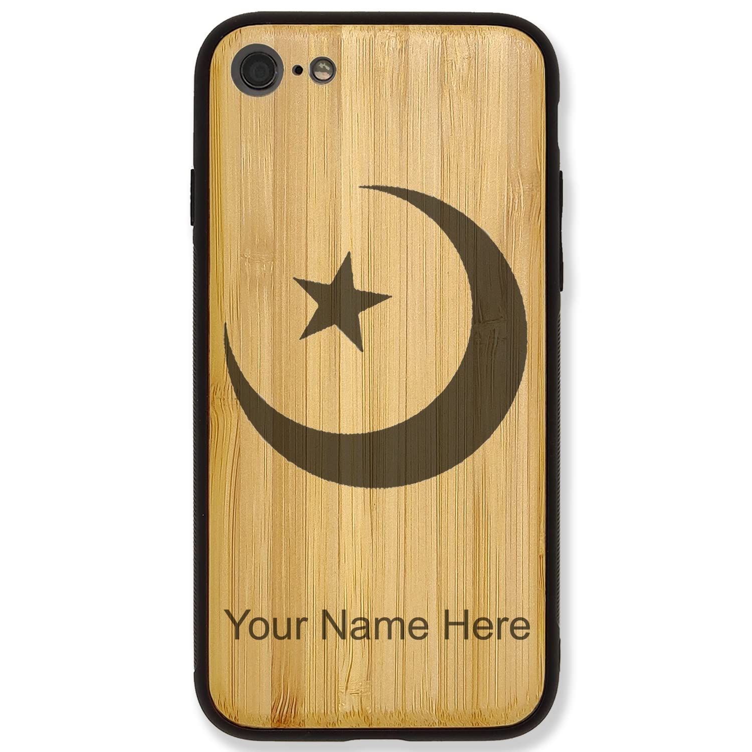 Premium Bamboo Phone Case Compatible with iPhone 7 Plus & iPhone 8 Plus - Turkish Flag Design with Free Personalized Engraving | Durable Protection for Everyday Use, Travel & Gifts