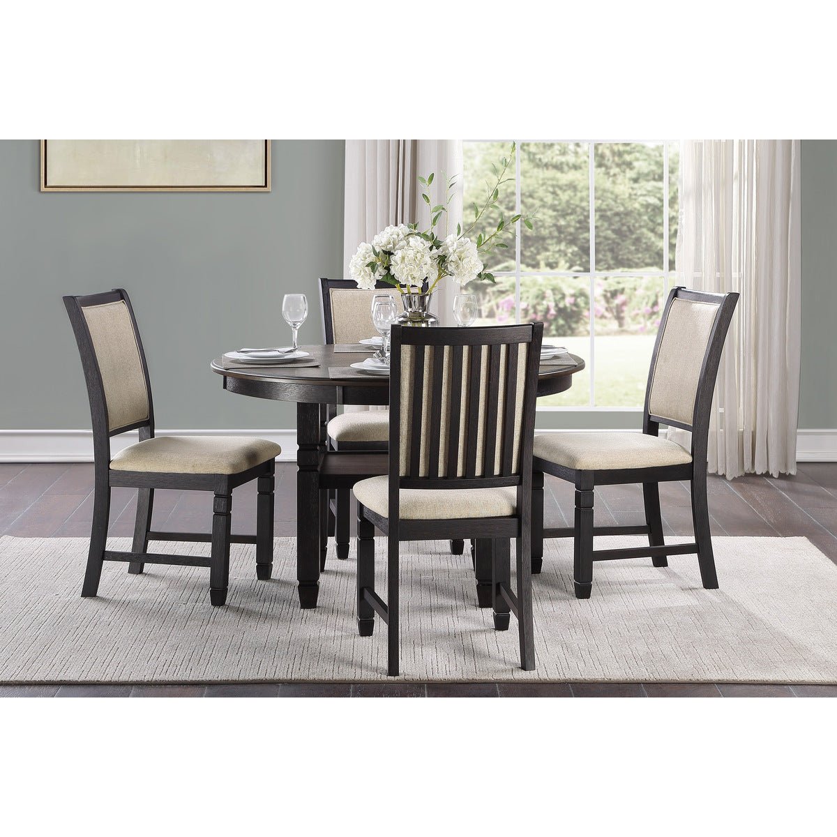 Modern Asher Dining Table - Solid Wood Kitchen Table for 6 - Farmhouse Style Dining Room Furniture for Family Gatherings & Dinner Parties