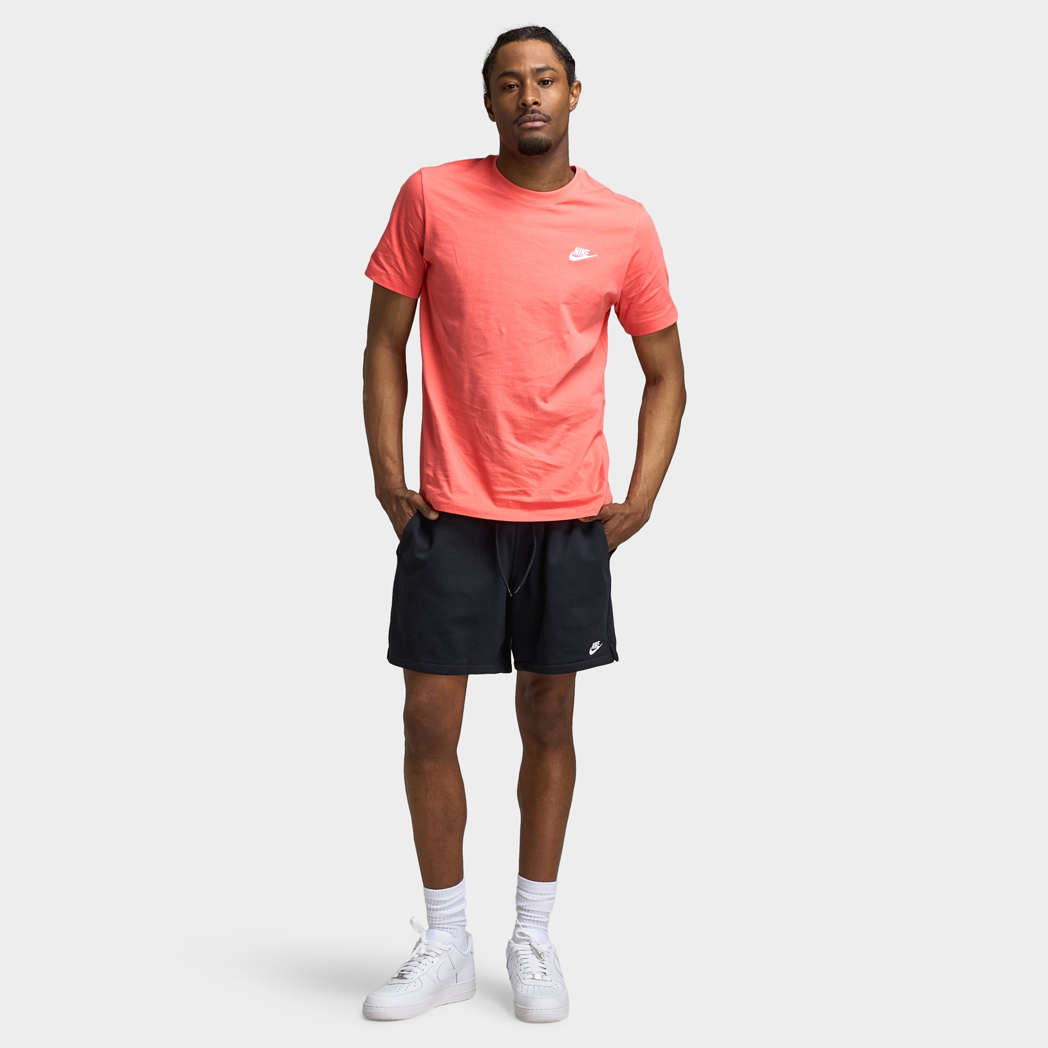 Nike Club French Terry Flow Shorts for Men & Women - Black & White - Comfortable Athletic Shorts for Running, Gym, Yoga & Casual Wear