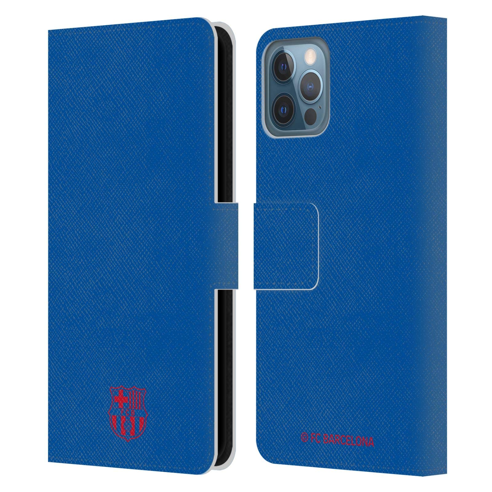 Official FC Barcelona Leather Wallet Case for iPhone 12/12 Pro - Blue Crest Design - Perfect for Soccer Fans, Travel & Daily Use