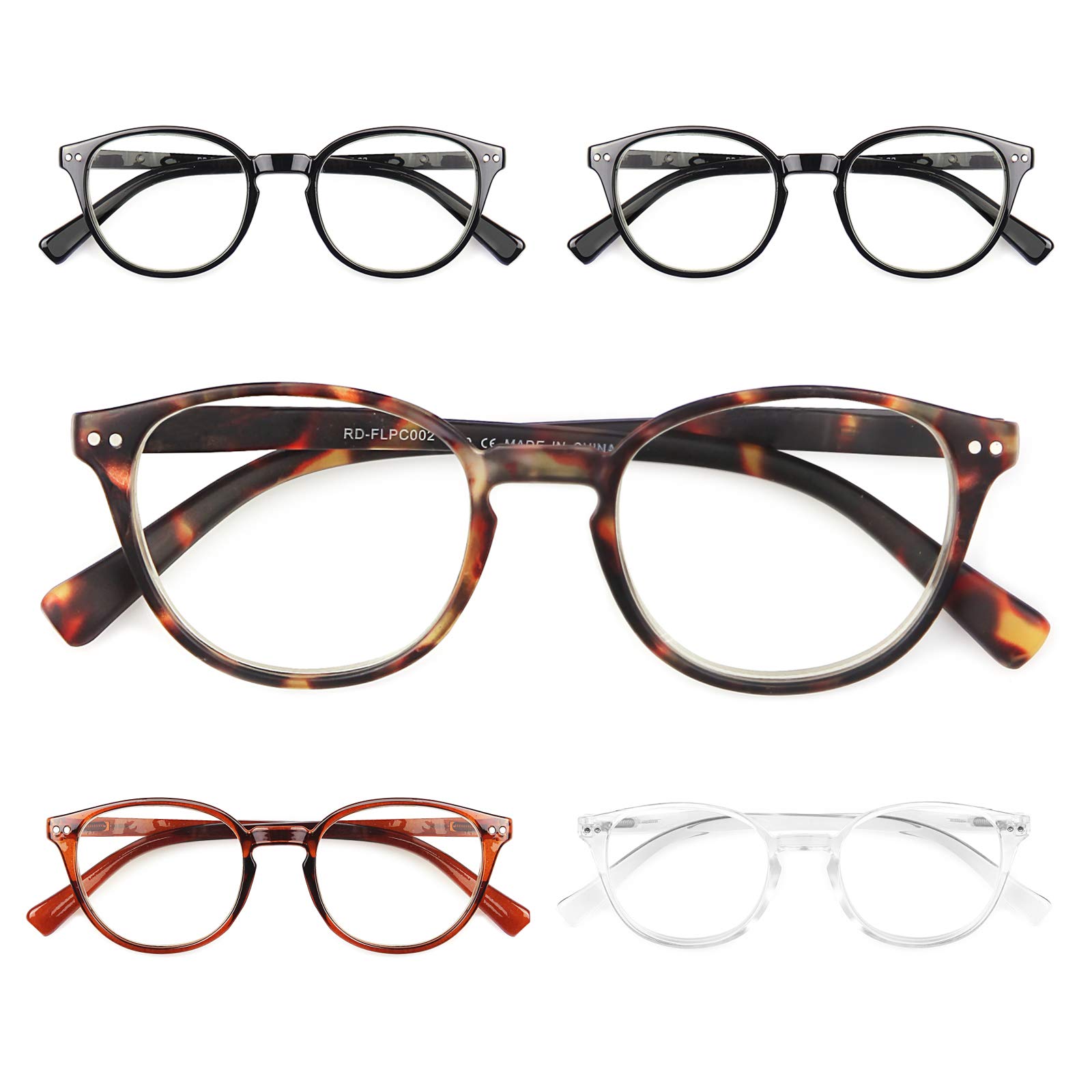 OKH Blue Light Blocking Reading Glasses for Women & Men - 5 Pack Anti-Glare Computer Glasses (2.0 Strength) - Perfect for Office Work, Screen Time & Night Reading