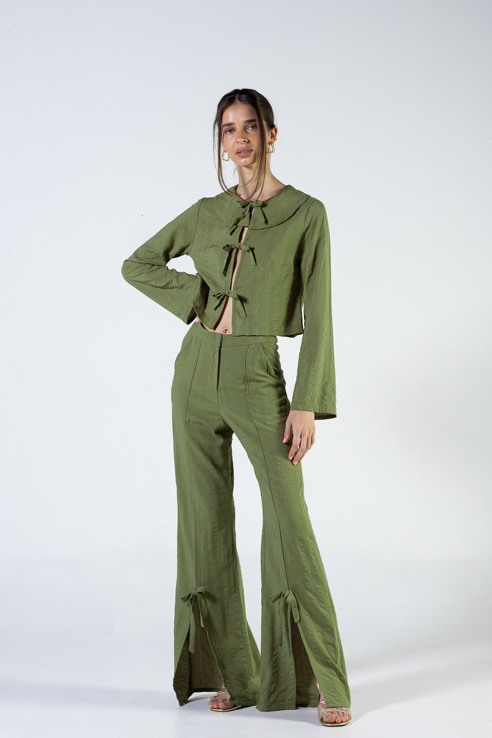 Olivia Bow Trousers for Women - Elegant High Waist Flowy Pants with Bow Detail | Perfect for Work, Office, Date Night & Special Occasions