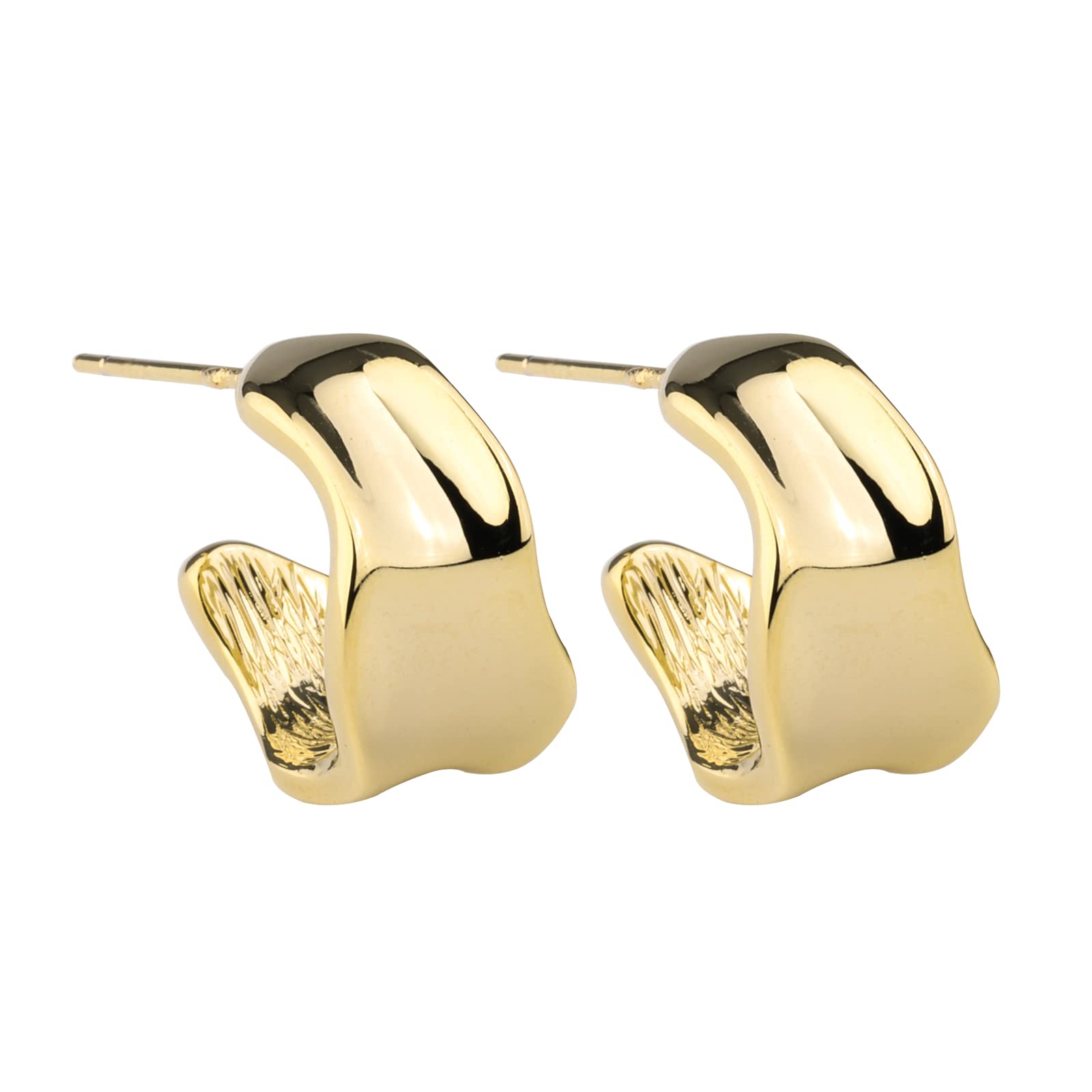 14K Gold Plated Chunky Hoop Earrings for Women - Trendy Geometric Drop Dangle Earrings with Knot Stud | Hypoallergenic Fashion Jewelry | Perfect Gift for Birthday, Anniversary & Party Wear (Gold)
