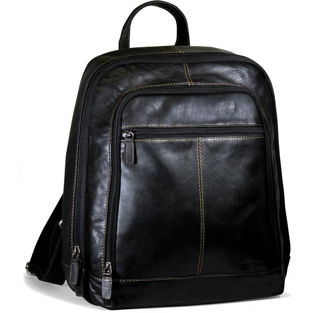 Jack Georges Men's Leather Backpack - Stylish & Durable Black Laptop Bag for Work, Travel & College | Water-Resistant & Spacious Design