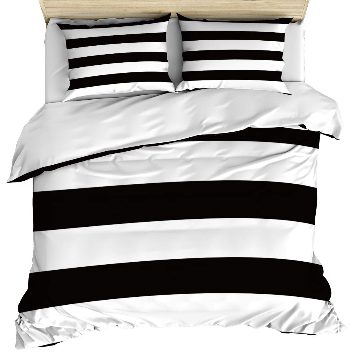 3-Piece Twin Duvet Cover Set with 2 Pillowcases - Black & White Striped Geometric Pattern, All-Season Reversible Microfiber Bedding for Cozy Home Decor | Perfect for Guest Rooms, Dorms & Modern Bedrooms
