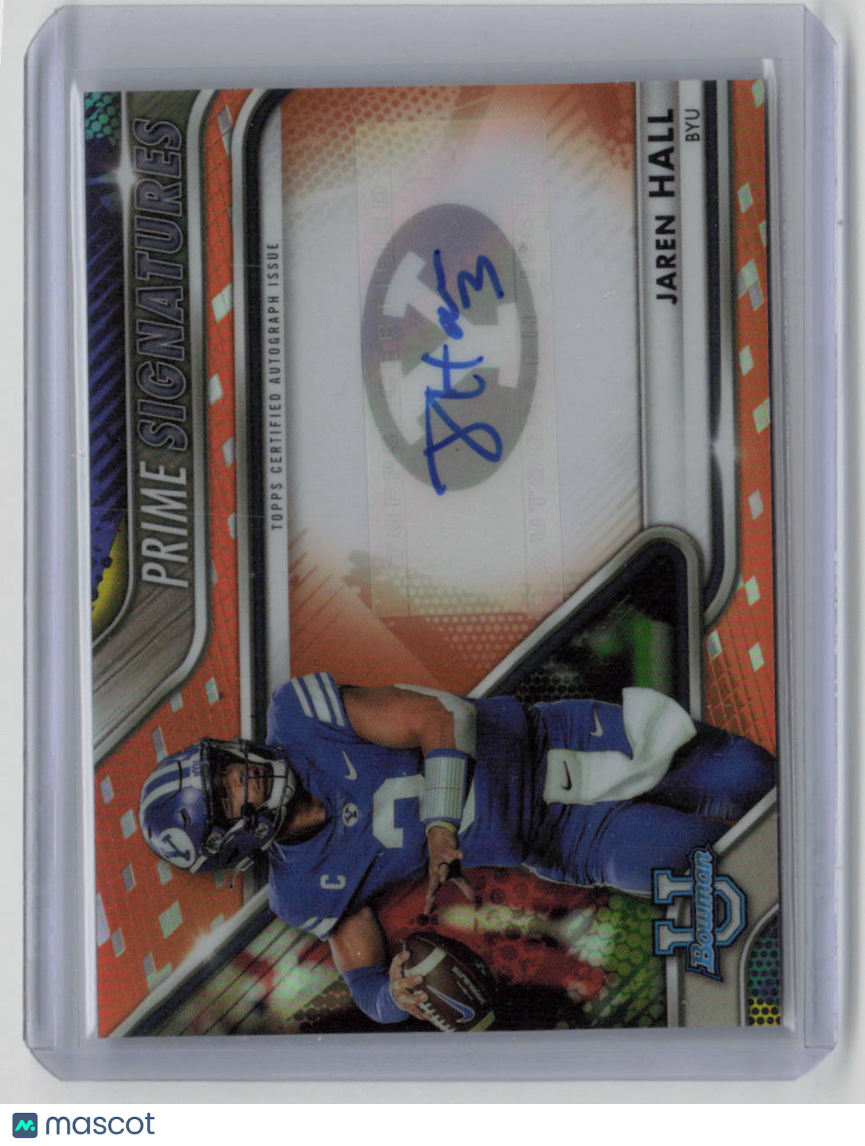 2023 Bowman Chrome Jaren Hall Orange Auto #PC JH Prime Signatures 06/25 - Rare Football Trading Card for Collectors & Fantasy Sports Fans - Perfect for Display, Investment & Game Day Excitement