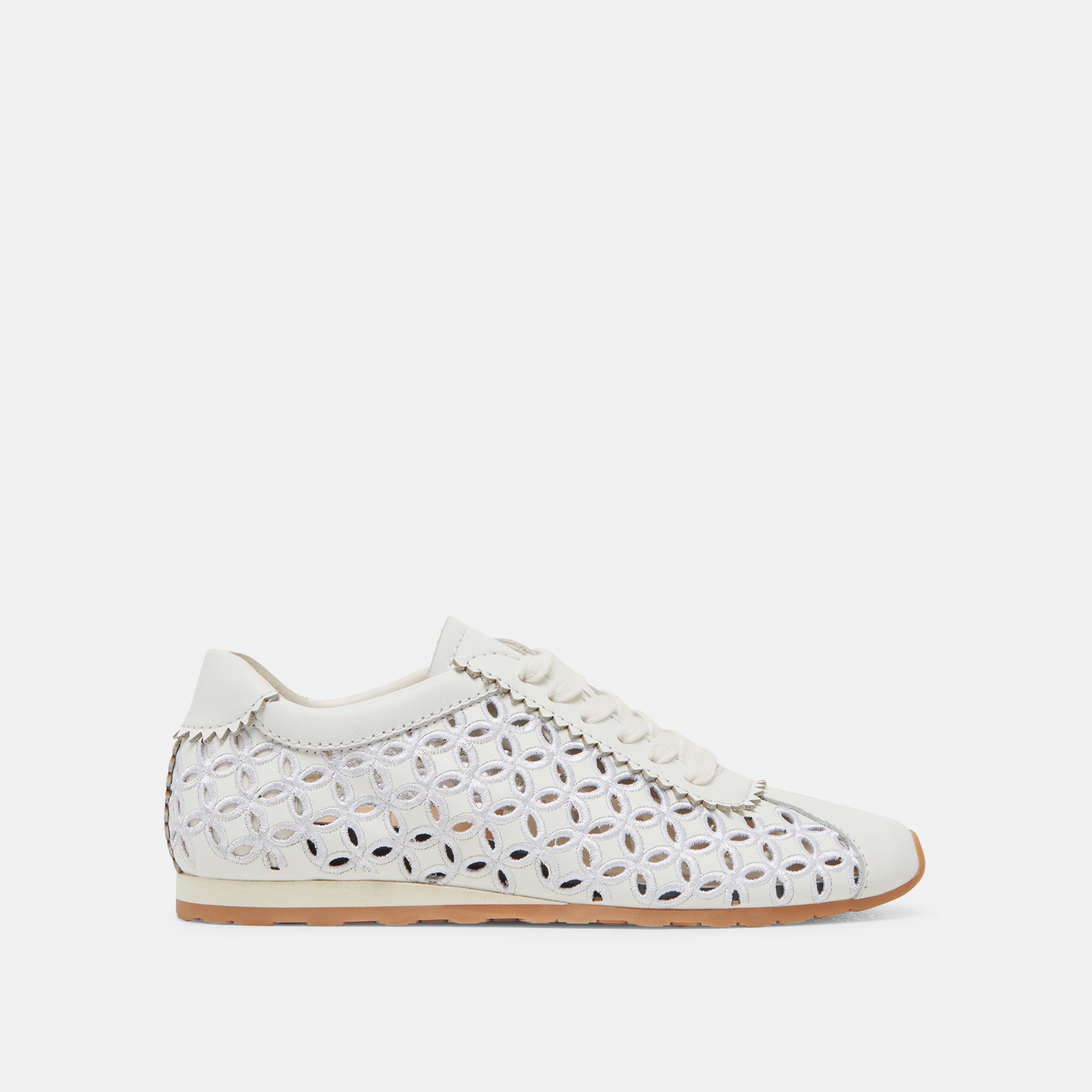 DANIE EYELET PERF SNEAKERS - Genuine Leather Women's White Fashion Sneakers for Casual Wear, Walking & Everyday Comfort