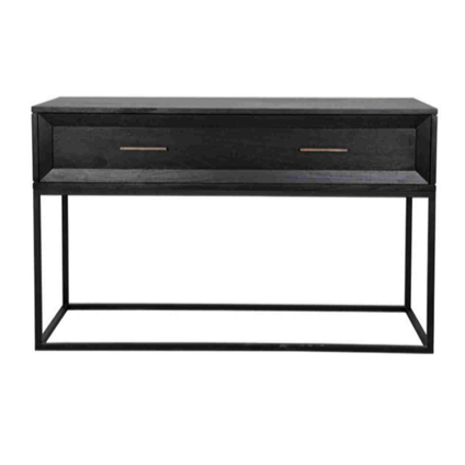 Modern Dallas Black Console Table with 1 Drawer - Slim Entryway Table for Hallway, Living Room & Foyer Decor