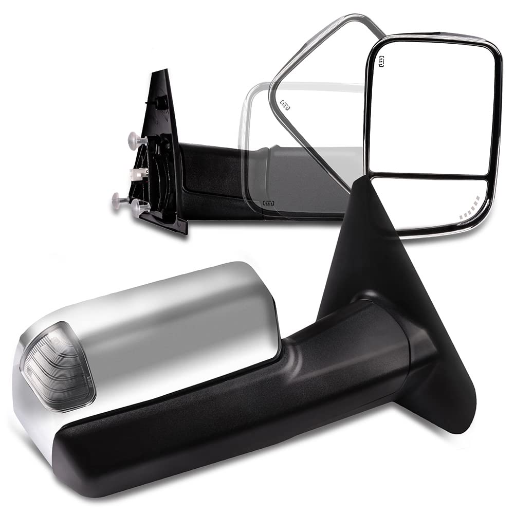 2014-2018 Chevy Silverado & GMC Sierra 1500 Towing Mirrors - Power Heated LED Turn Signal with Running/Backup Lights (Black Housing, Left/Right Side) - Perfect for Trailering, RV Towing & Enhanced Visibility
