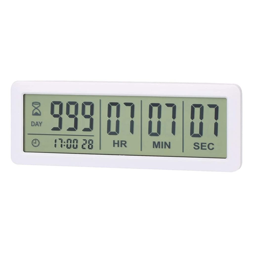 YFQHDD Large Digital Countdown Timer - 999 Days Countdown Clock for Graduation, Lab, Kitchen | White | Perfect for Events, Cooking & Scientific Experiments