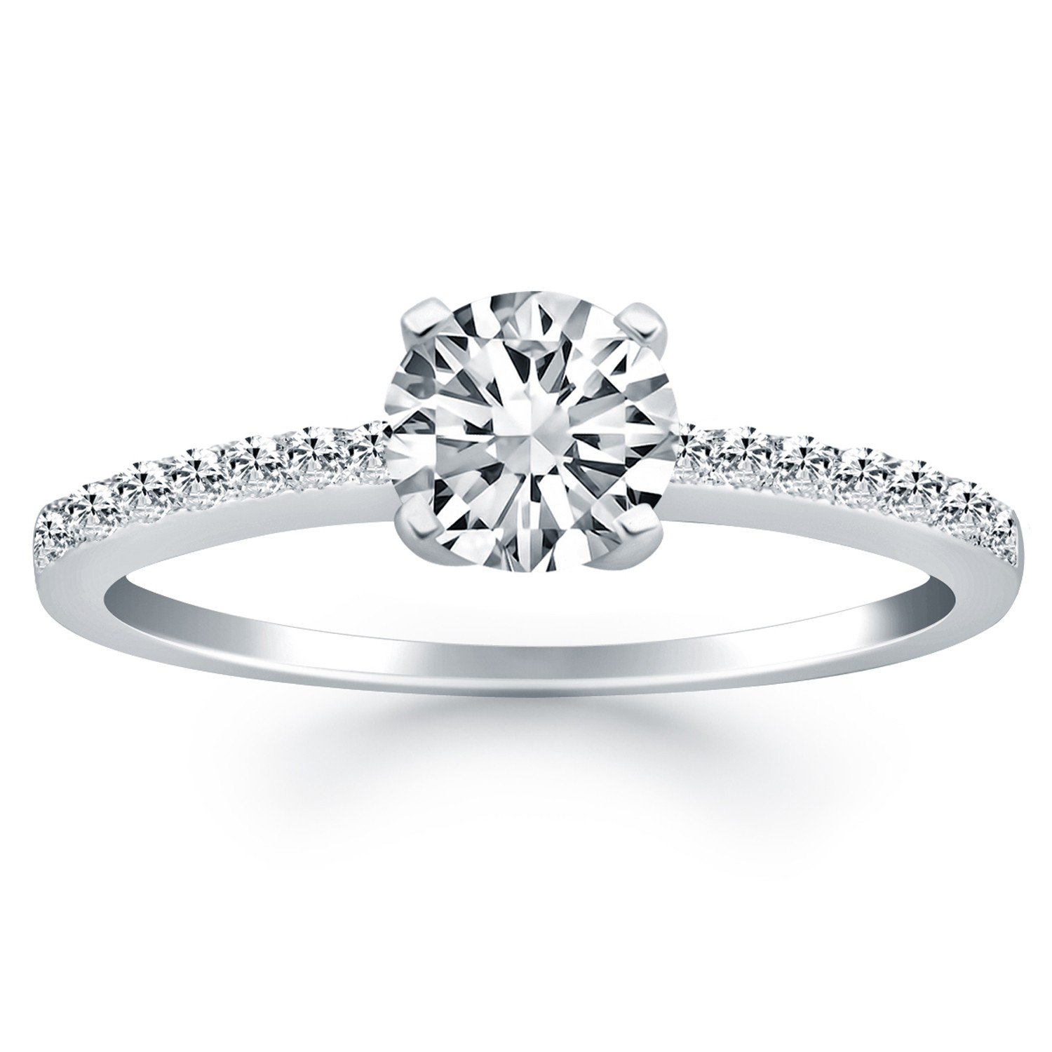 14K White Gold Diamond Engagement Ring for Women - Pave Band Wedding Ring, Fine Jewelry for Proposals, Anniversaries & Special Occasions