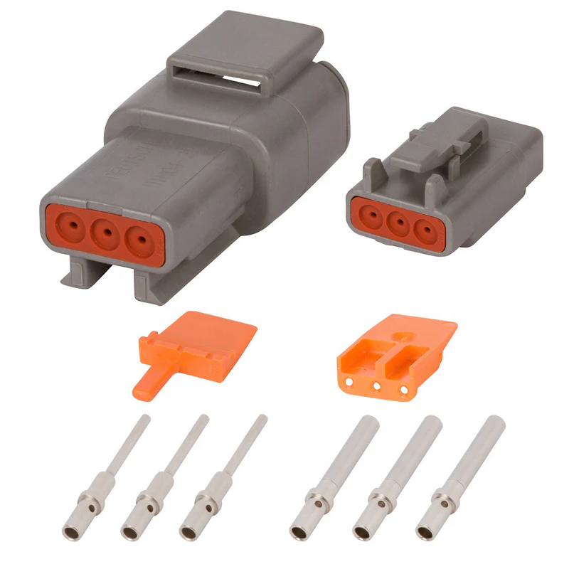 RIFE 3 Pin DTM Connector Complete Kit - Waterproof Electrical Connector Set for Automotive, Marine & Industrial Wiring Applications