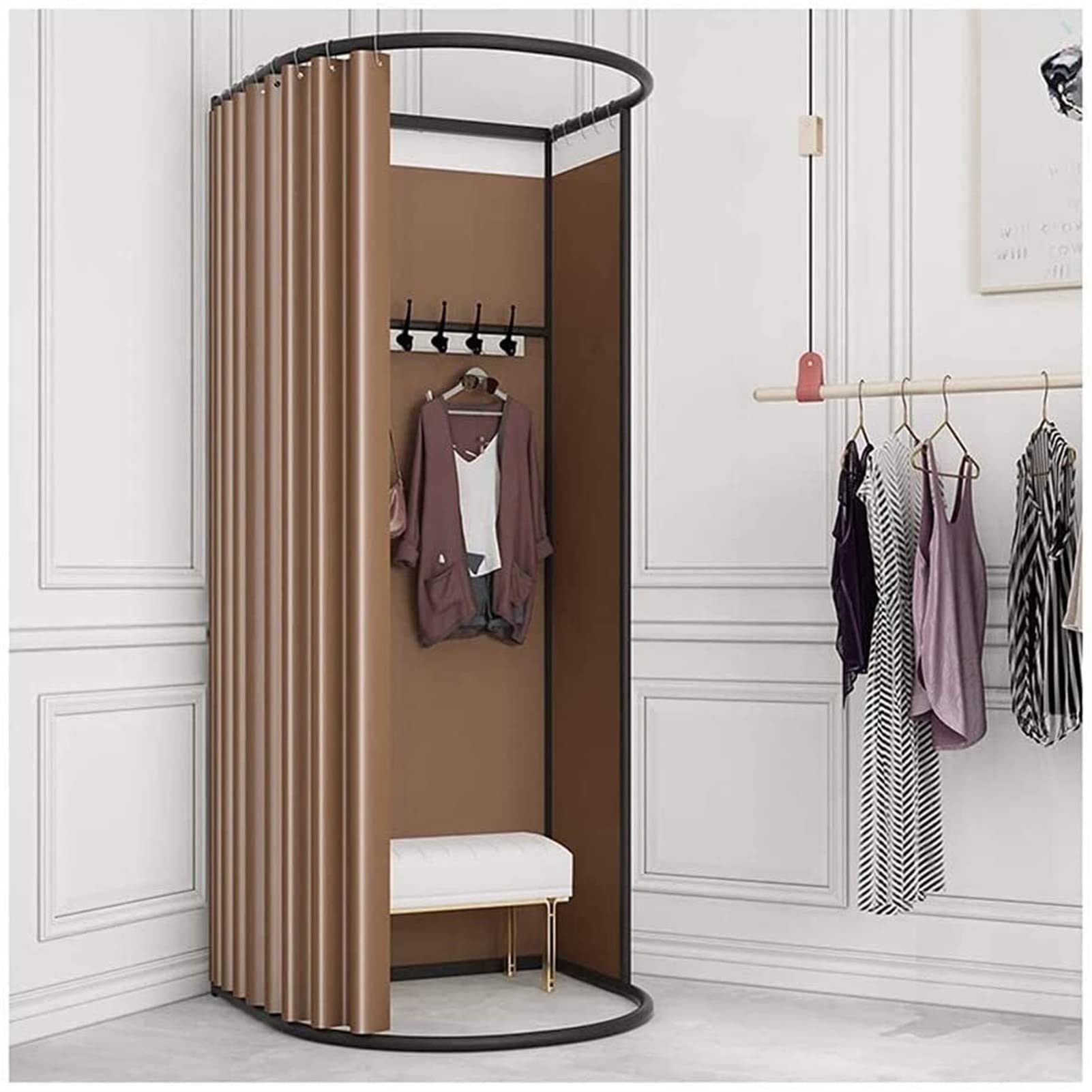 Portable Fitting Room with Blackout Curtain & Metal Frame - Privacy Dressing Room for Clothing Stores, Malls & Locker Rooms | Temporary Changing Booth for Retail Displays & Events