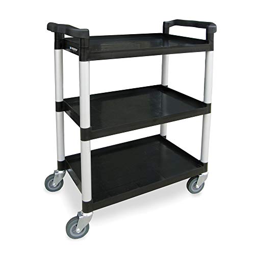 Lakeside 2500 Heavy Duty Utility Cart - 3-Tier Plastic Shelving with 300 lb Capacity (16x25.5 Inches, Black) - Ideal for Warehouse, Garage & Home Organization