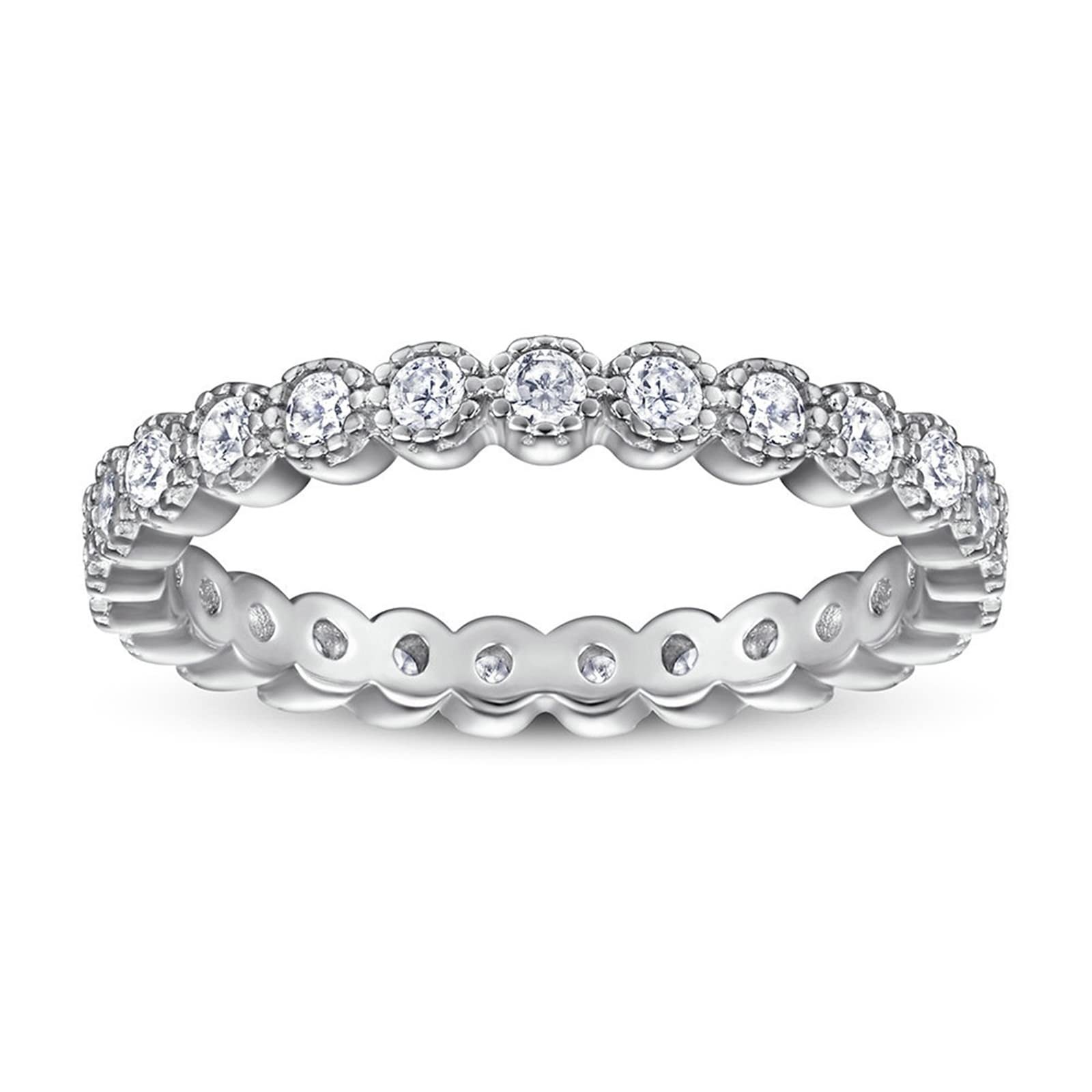 Musihy Women's 925 Sterling Silver Round Stackable Rings Set - 6 Piece Adjustable Sizes for Layering & Everyday Wear - Perfect for Gifts, Parties & Fashion Accessories