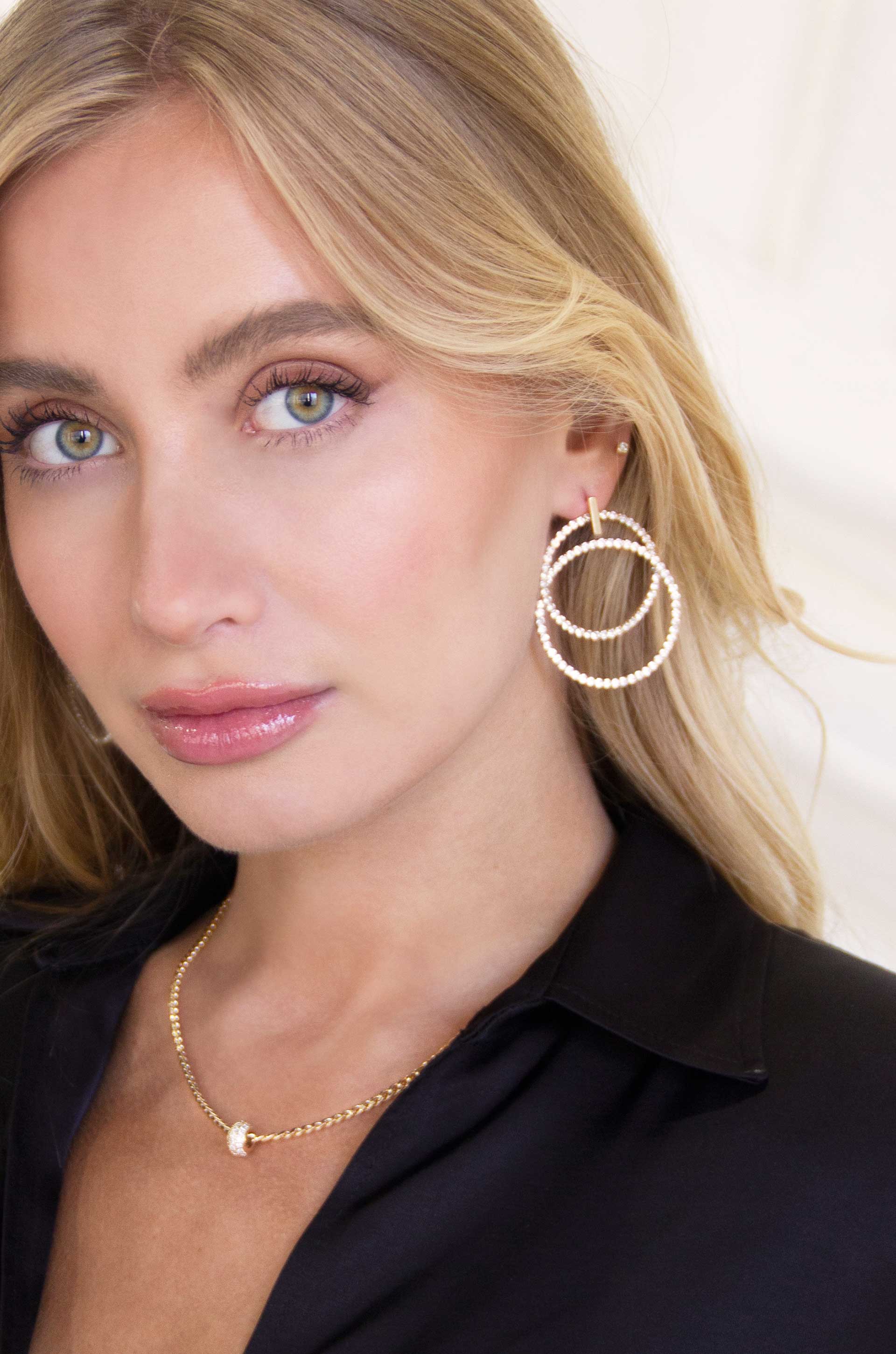 Elegant Crystal Dangle Hoop Earrings for Women - Sparkling Statement Jewelry for Party, Wedding & Evening Events