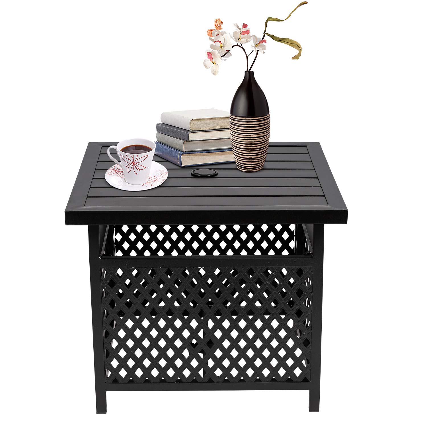 SOLAURA Square Outdoor Patio Side Table with 1.57