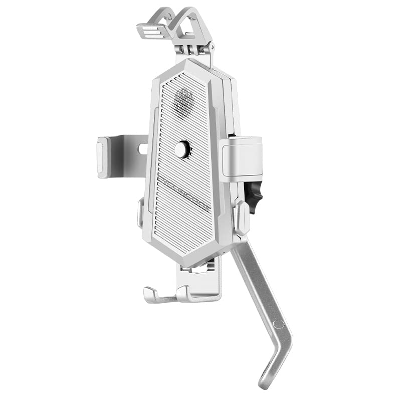 360° Rotatable Metal Bike Phone Holder - Adjustable Motorcycle & Mountain Bicycle Handlebar Mount for iPhone/Samsung GPS Navigation - Silver Rearview Mirror Design (Perfect for Cycling, Commuting & Outdoor Adventures)