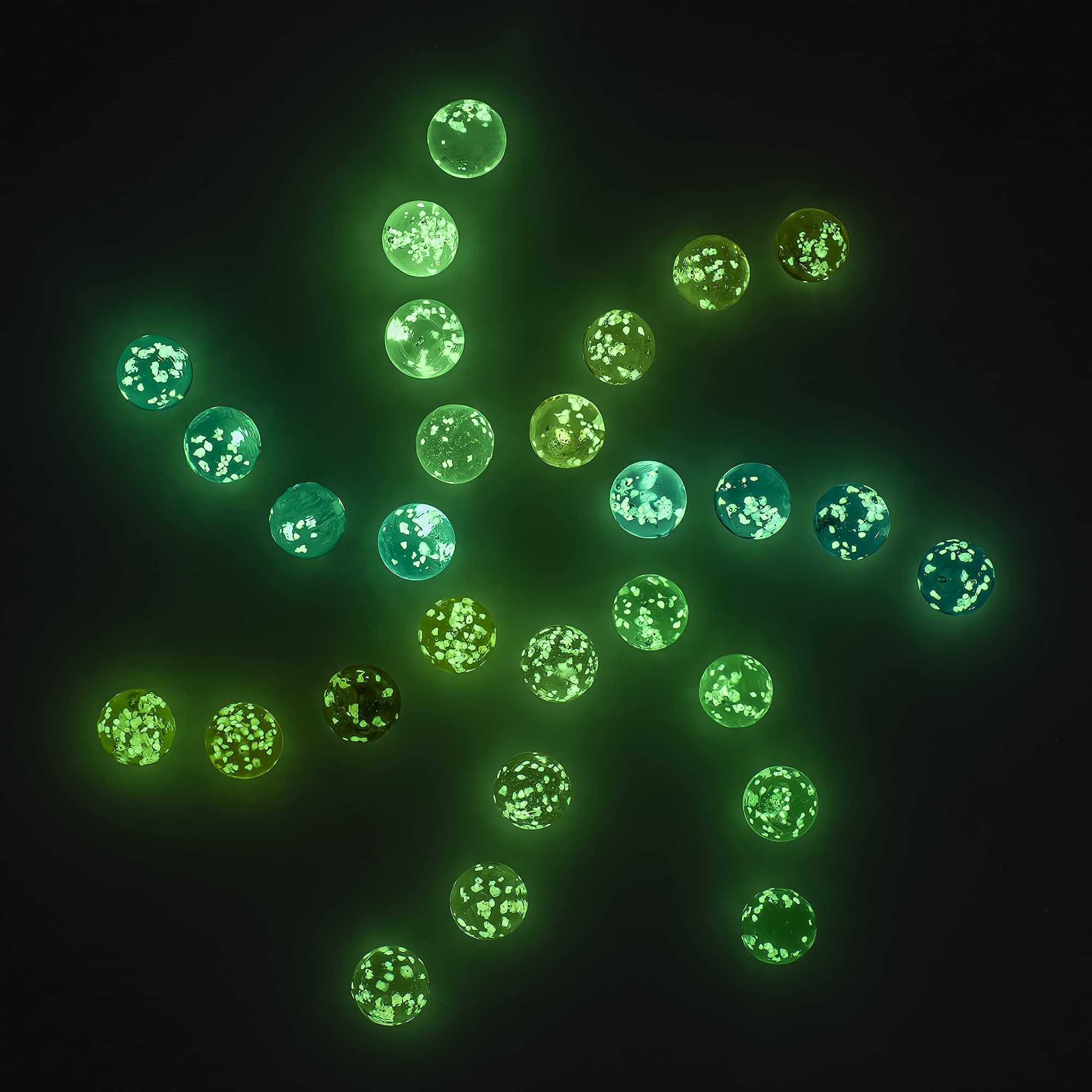 Glow in The Dark Glass Marbles for Kids - 16mm Marble Shooters Game, Chinese Checkers, Bulk Assorted Sizes (30 Pcs, 5/8 Inch) - Perfect for Nighttime Play, Sensory Bins, and Educational Activities