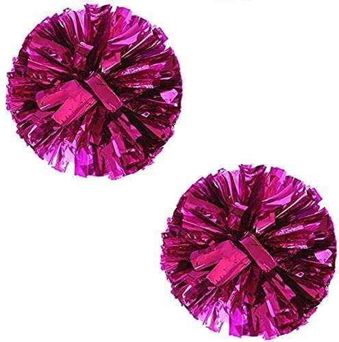 ICYSNOW 2 Pack Cheerleader Pom Poms - Fluffy Dance Poms for Cheerleading, Sports Games, Pep Rallies & Team Spirit Events - Perfect for Cheer Squads, Dance Performances & School Events (Red/White)
