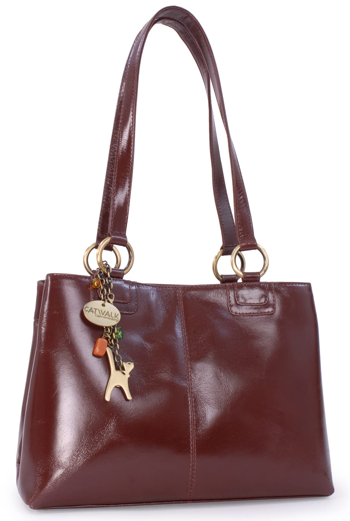 Vera Pelle Catwalk Collection Handbags - Shoulder Bags/Handbags/Totes with Cat Charm - Bellstone - Perfect for Work, Travel & Everyday Fashion