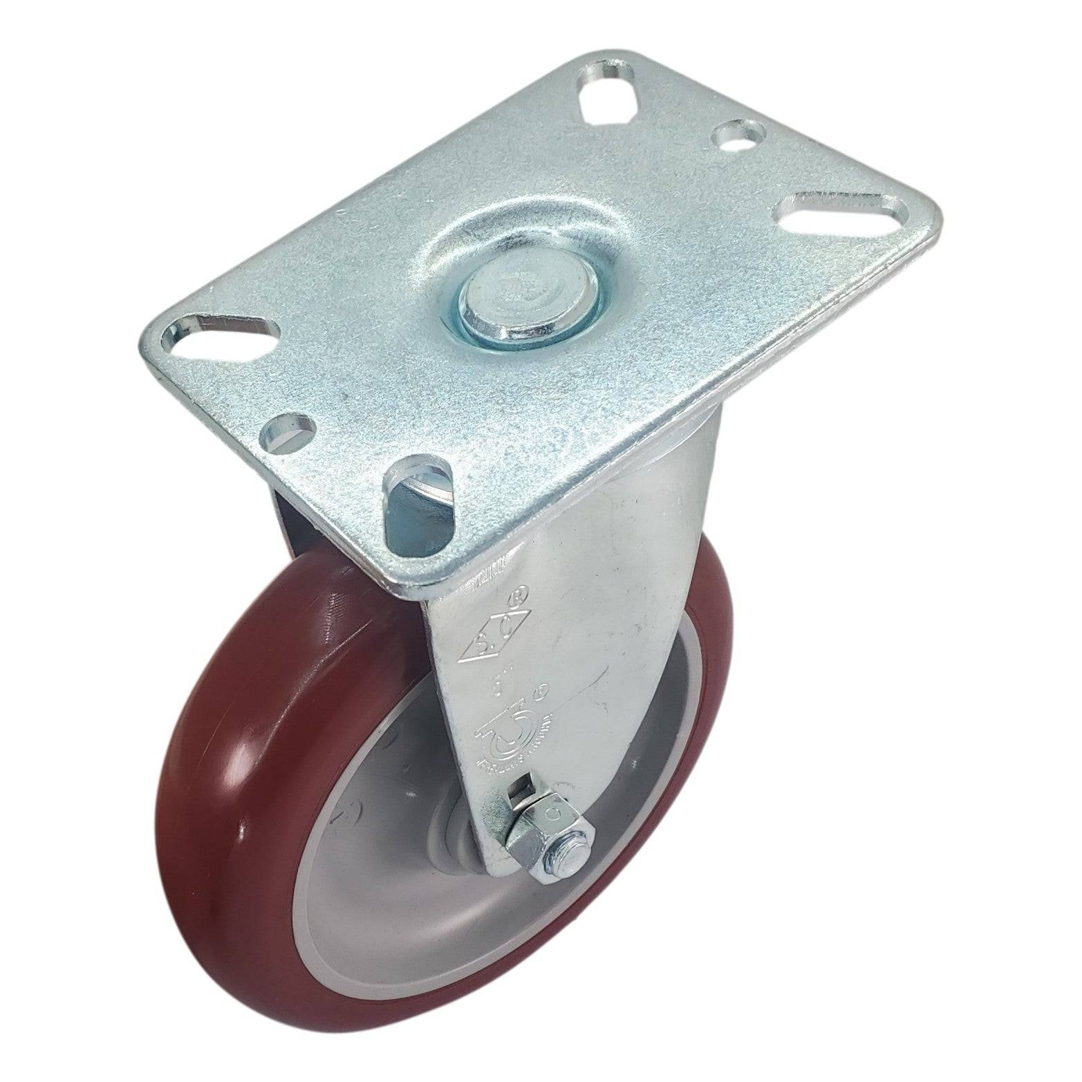 5 Pack 1 1/4 Inch Heavy Duty Polymadic Swivel Casters - 350 lbs Capacity per Caster - Ideal for Furniture, Carts, Workbenches & Industrial Equipment