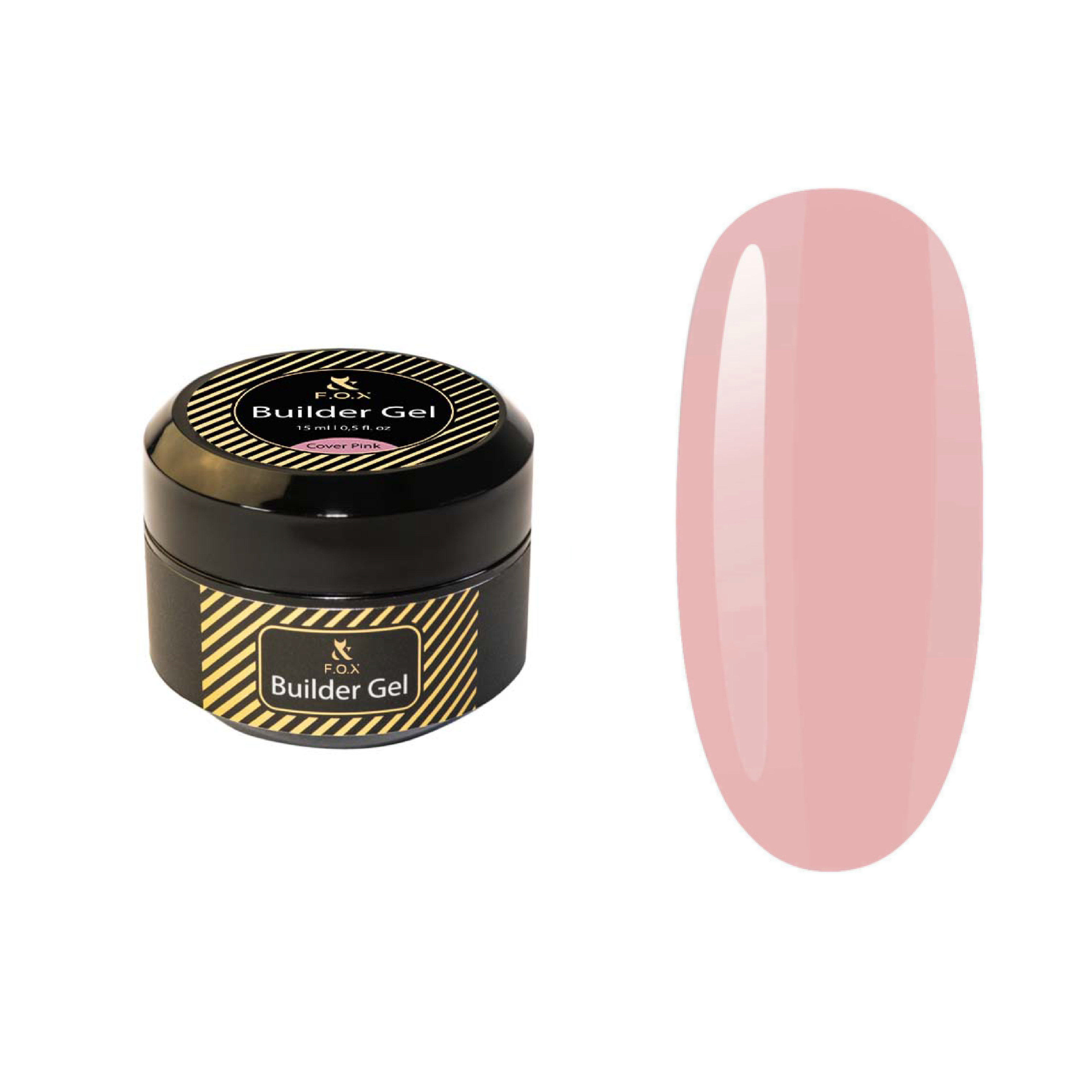 FOX Builder Gel Cover Pink - 15ml Nail Strengthening Gel for DIY Manicures at Home | Perfect for Nail Art & Salon-Quality Results