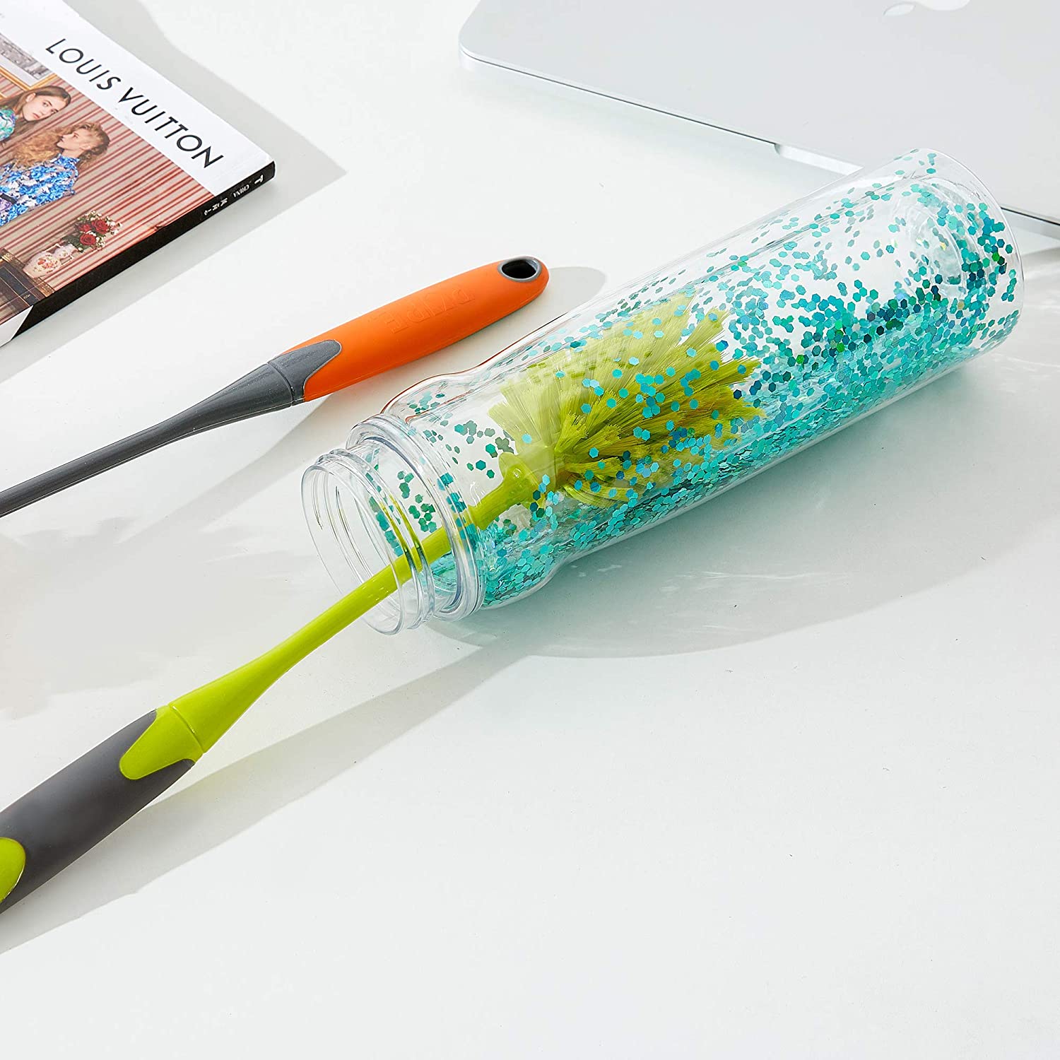 Premium PURE Bottle Cleaning Brush with Durable Nylon Bristles - Long Handle for Deep Cleaning Water Bottles, Baby Bottles & Travel Mugs - Ideal for Home, Kitchen & Camping Use