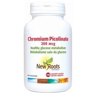 New Roots Chromium Picolinate 200 mcg - 100 Vegetarian Capsules for Blood Sugar Support & Metabolism Boost | Vegan, Non-GMO Supplement for Weight Management & Energy