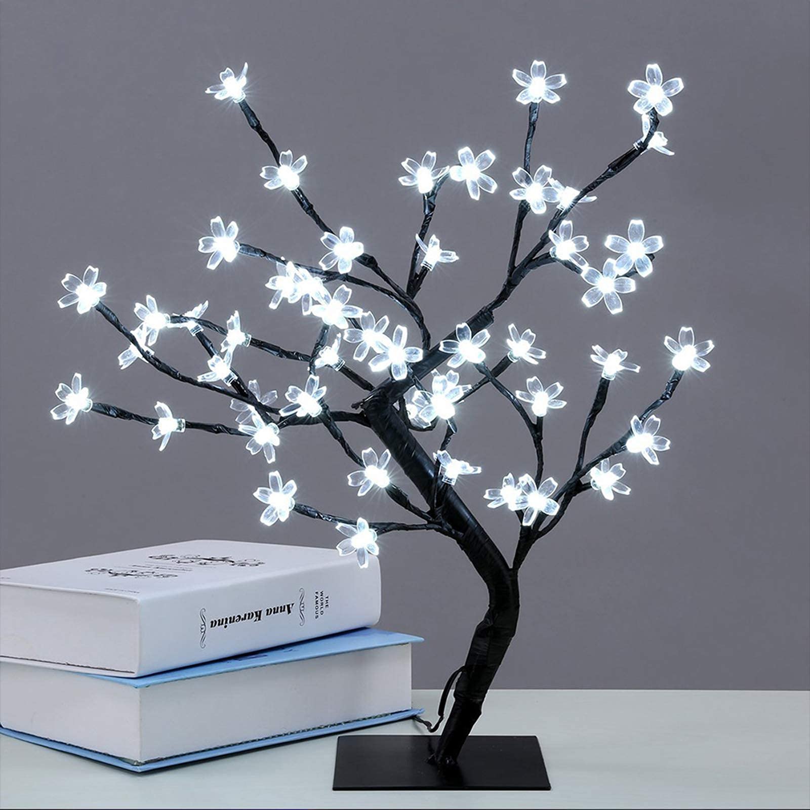 Cherry Blossom LED Bonsai Tree Light with Metal Base - Warm White Artificial Plant Lamp for Home Decor, Wedding, Party & Festival | Perfect for Living Room, Bedroom & Outdoor Garden Lighting