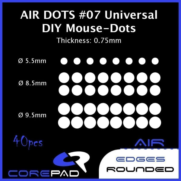 Corepad Skatez AIR Mouse Feet #07 Universal DIY Dots - Ultra Smooth Gliding for Gaming & Productivity - Perfect for Esports, Office Work & PC Enthusiasts