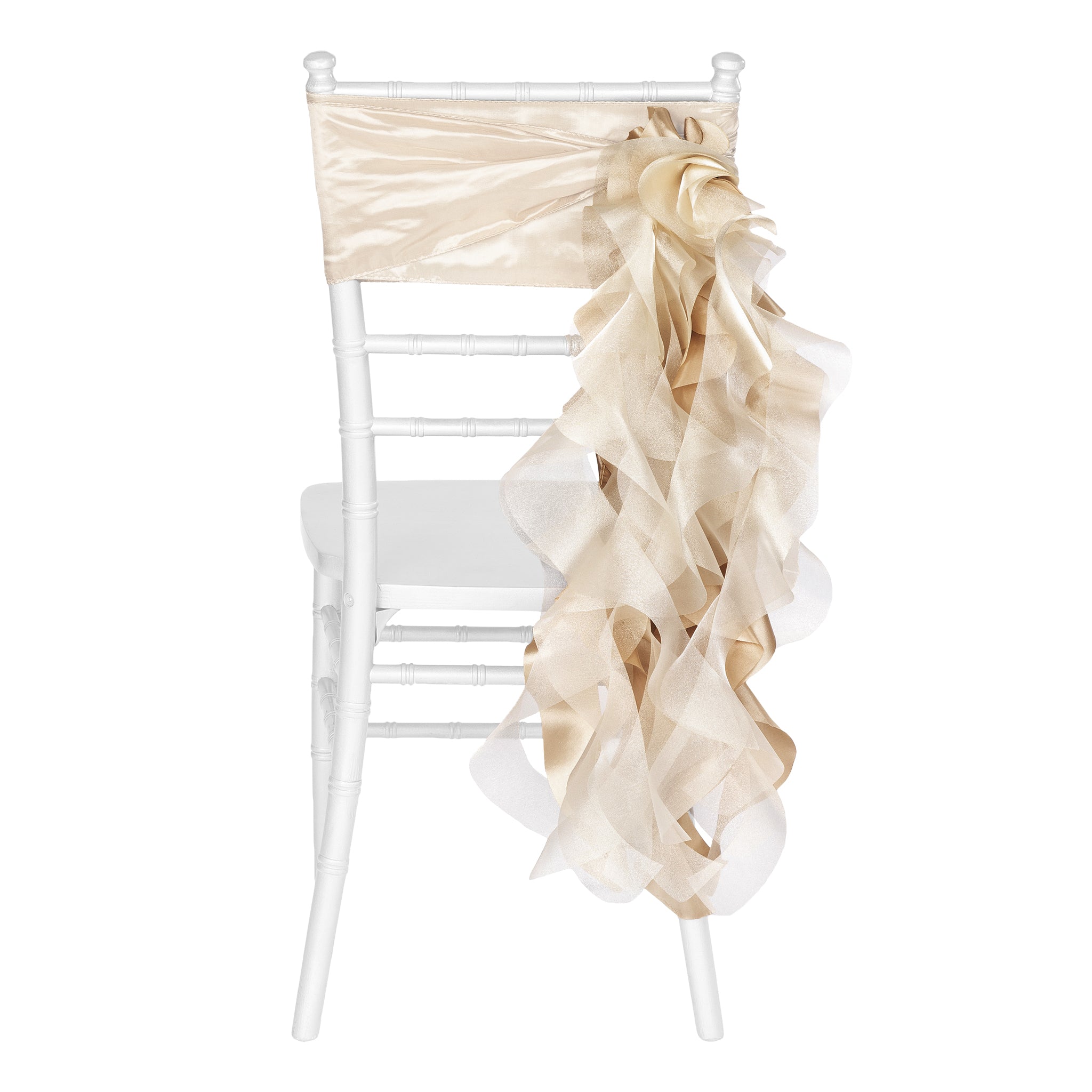 Elegant Champagne Curly Willow Chair Sash for Wedding Decor - Perfect for Bridal Showers, Banquets & Special Events