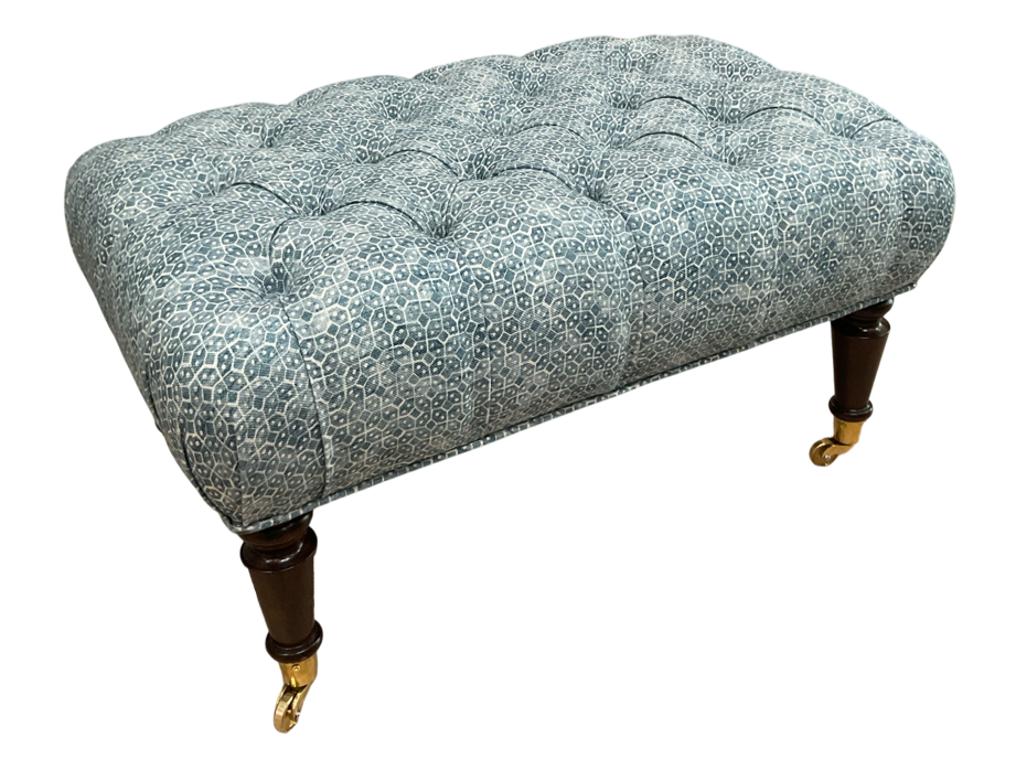 Mamounia Tufted Ottoman with Casters - Stylish Footrest and Extra Seating for Living Room, Bedroom, or Office