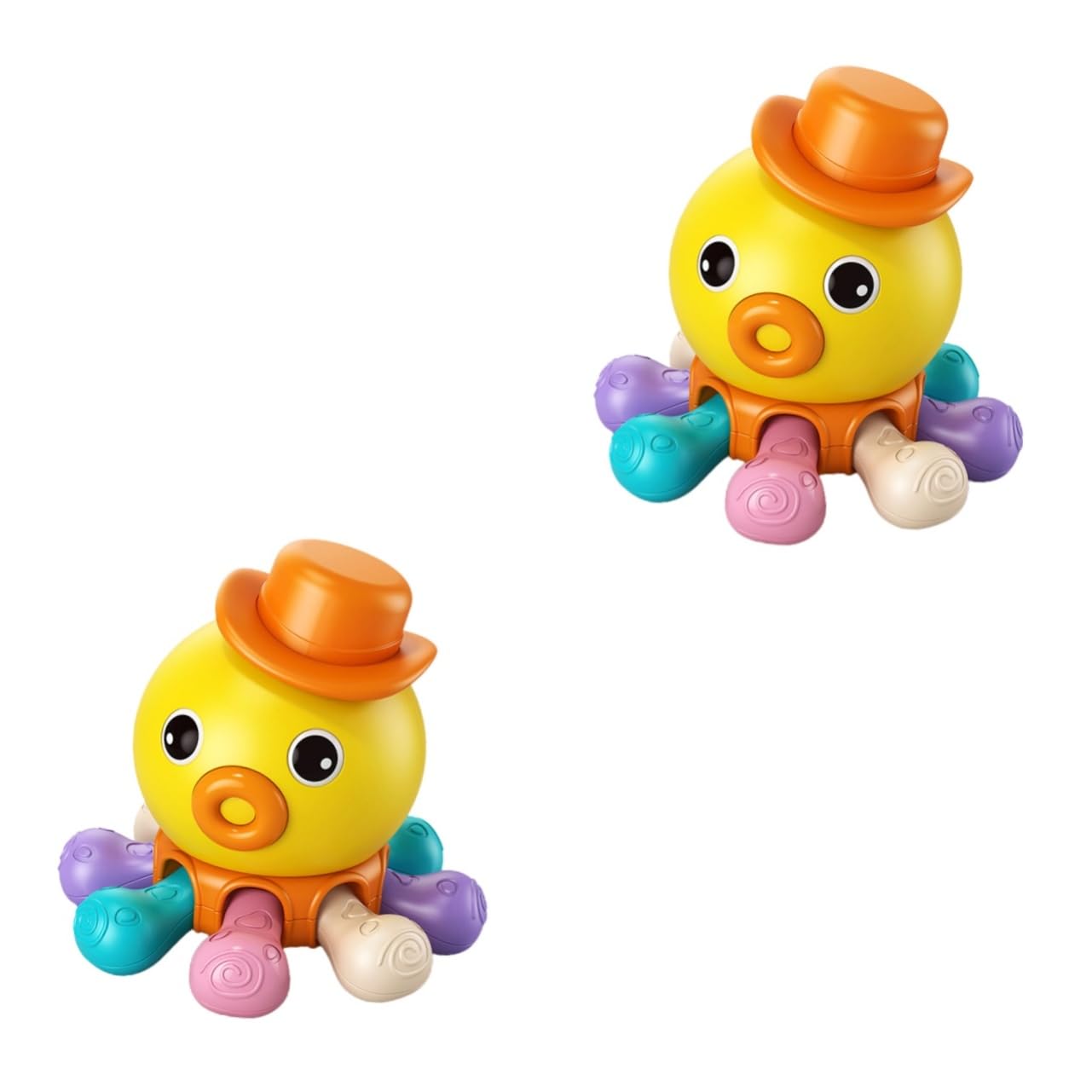 FAVOMOTO 2 Pack Orange Plastic Octopus Finger Toys - Fun Bath Time & Water Play for Kids, Pool Party Favors, Sensory Play for Toddlers