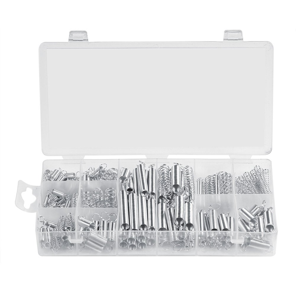 Zerodis 200-Piece Spring Assortment Kit - Compression Springs, Traction Springs, Steel Springs with Storage Box - Perfect for Automotive, Industrial, and DIY Repair Projects