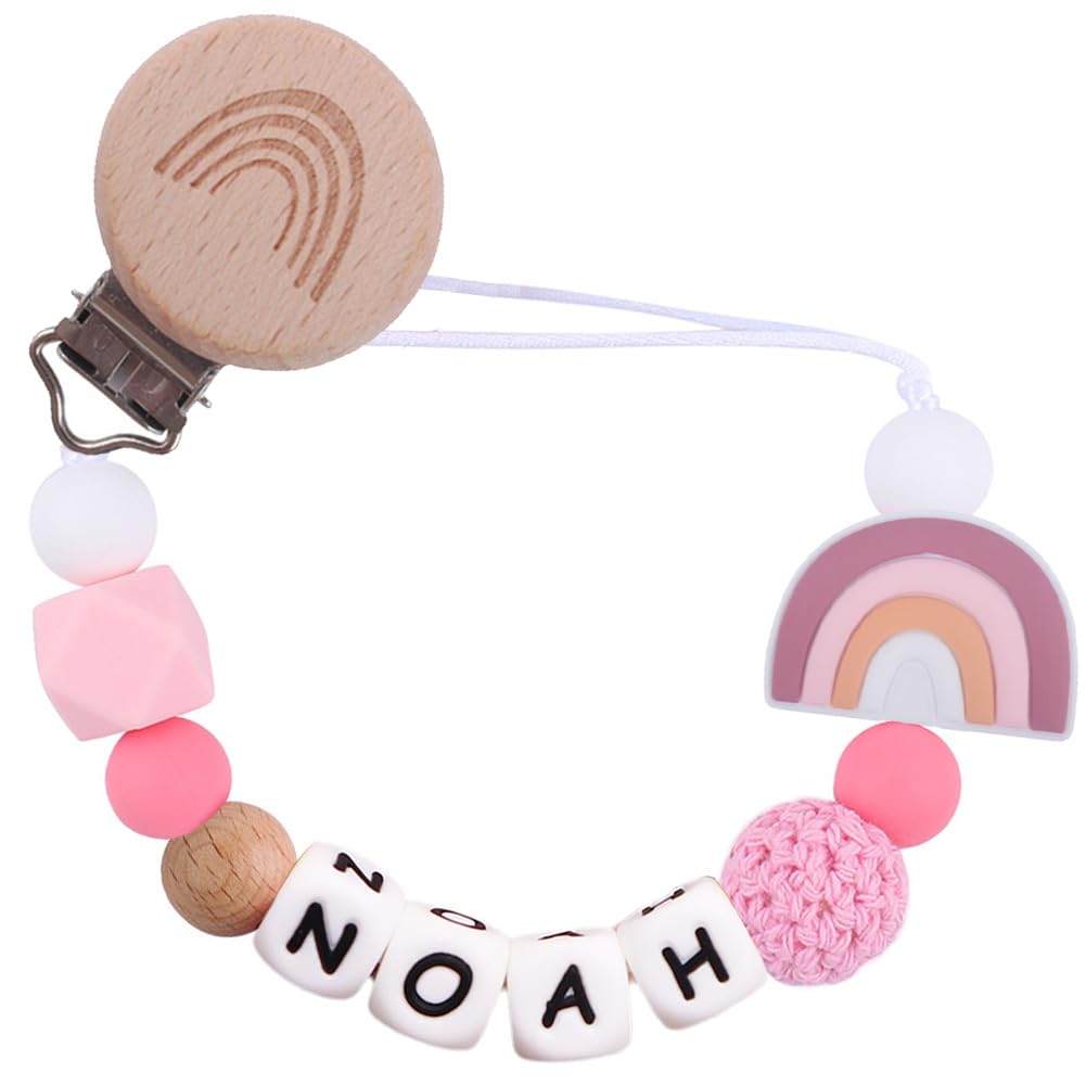 Personalized Pacifier Clip with Name - Custom Baby Pacifier Holder for Newborns & Infants - Perfect Baby Shower Gift (Pink) | Great for Strollers, Car Seats & Diaper Bags